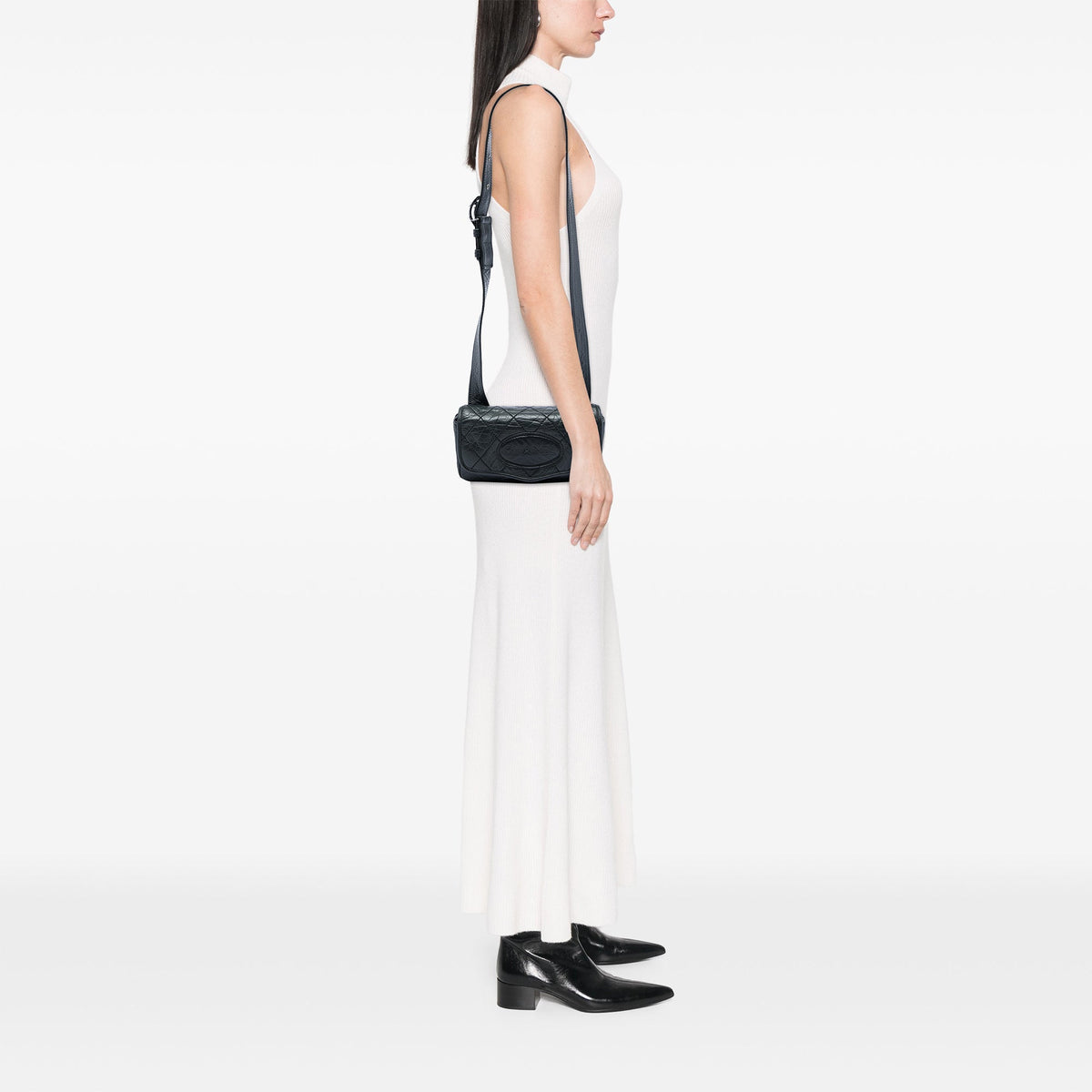 Chanel Quilted Aged Calfskin Oval Logo Flap — Black