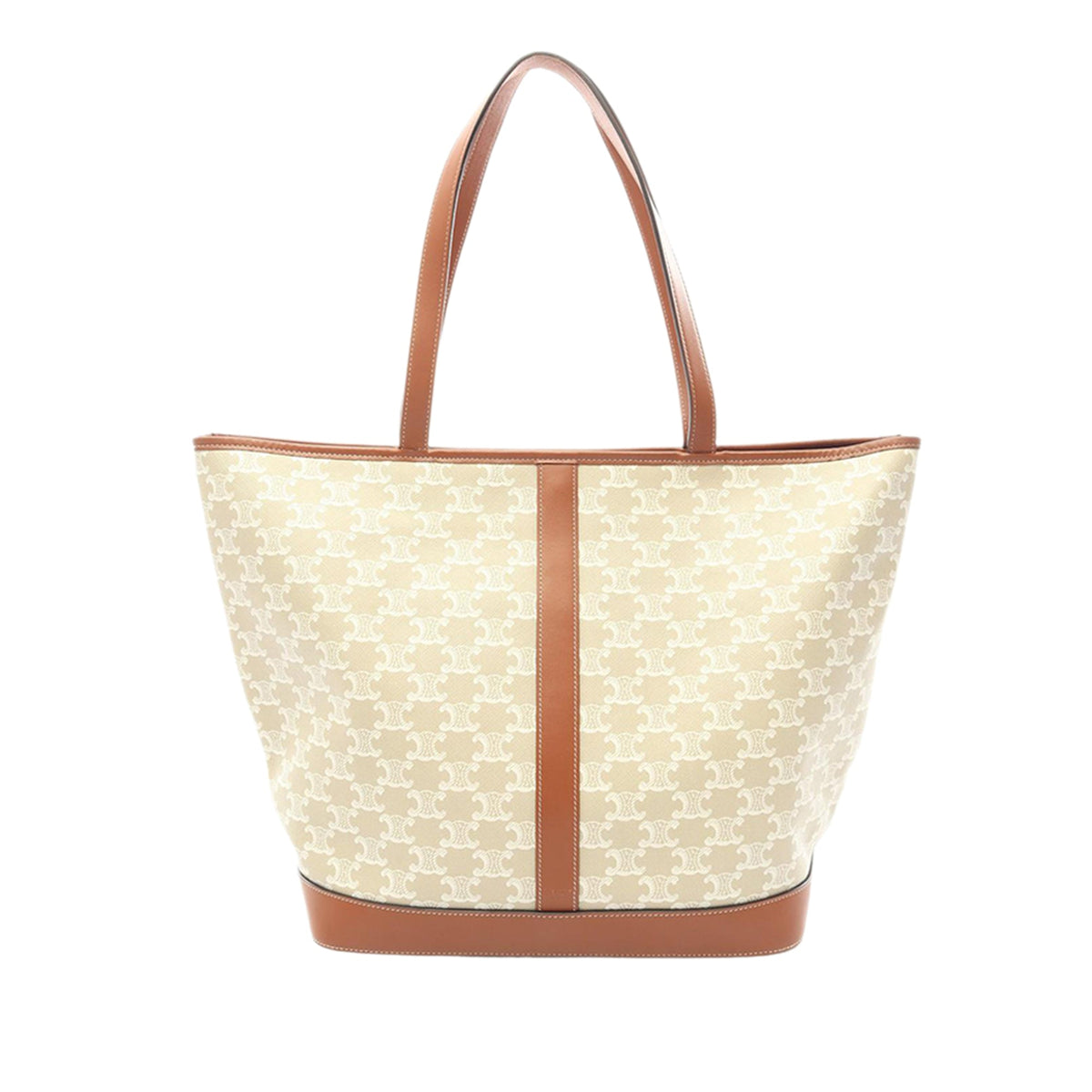 Celine Medium Coated Canvas Triomphe Cabas Tote — Beige