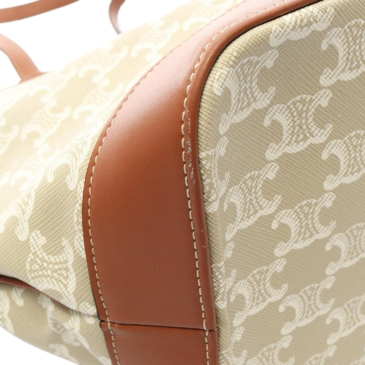 Celine Medium Coated Canvas Triomphe Cabas Tote — Beige