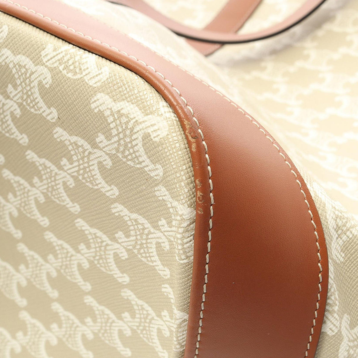 Celine Medium Coated Canvas Triomphe Cabas Tote — Beige