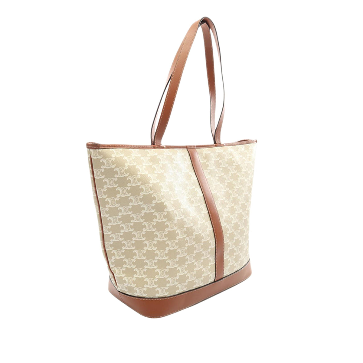 Celine Medium Coated Canvas Triomphe Cabas Tote — Beige