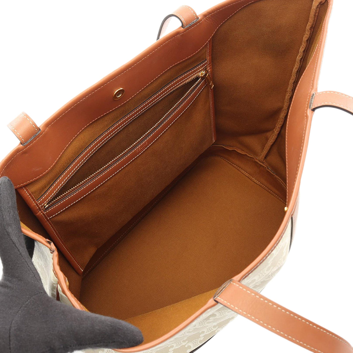 Celine Medium Coated Canvas Triomphe Cabas Tote — Beige