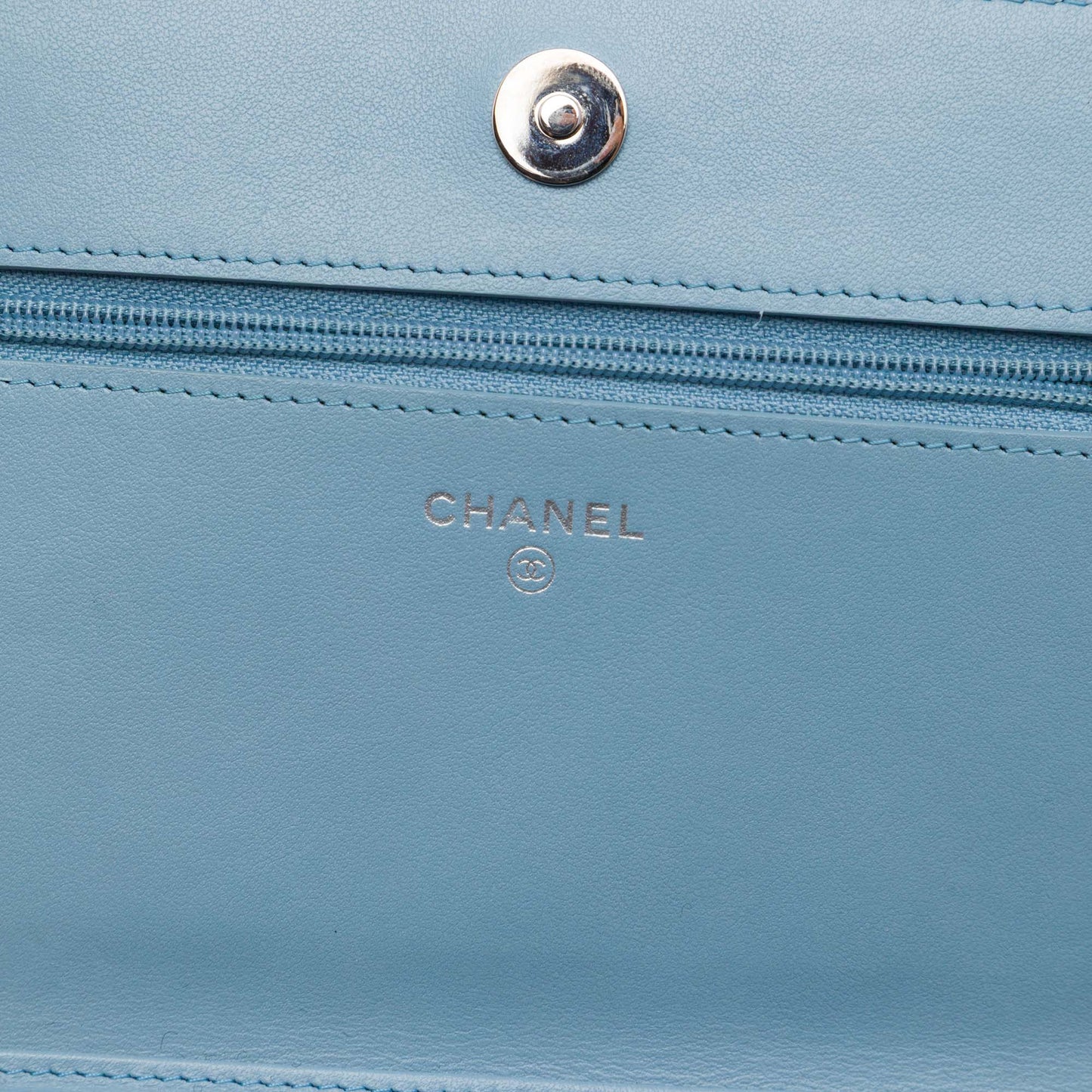 Chanel CC Quilted Ombre Patent and Aged Calfskin Crystal Wallet On Chain