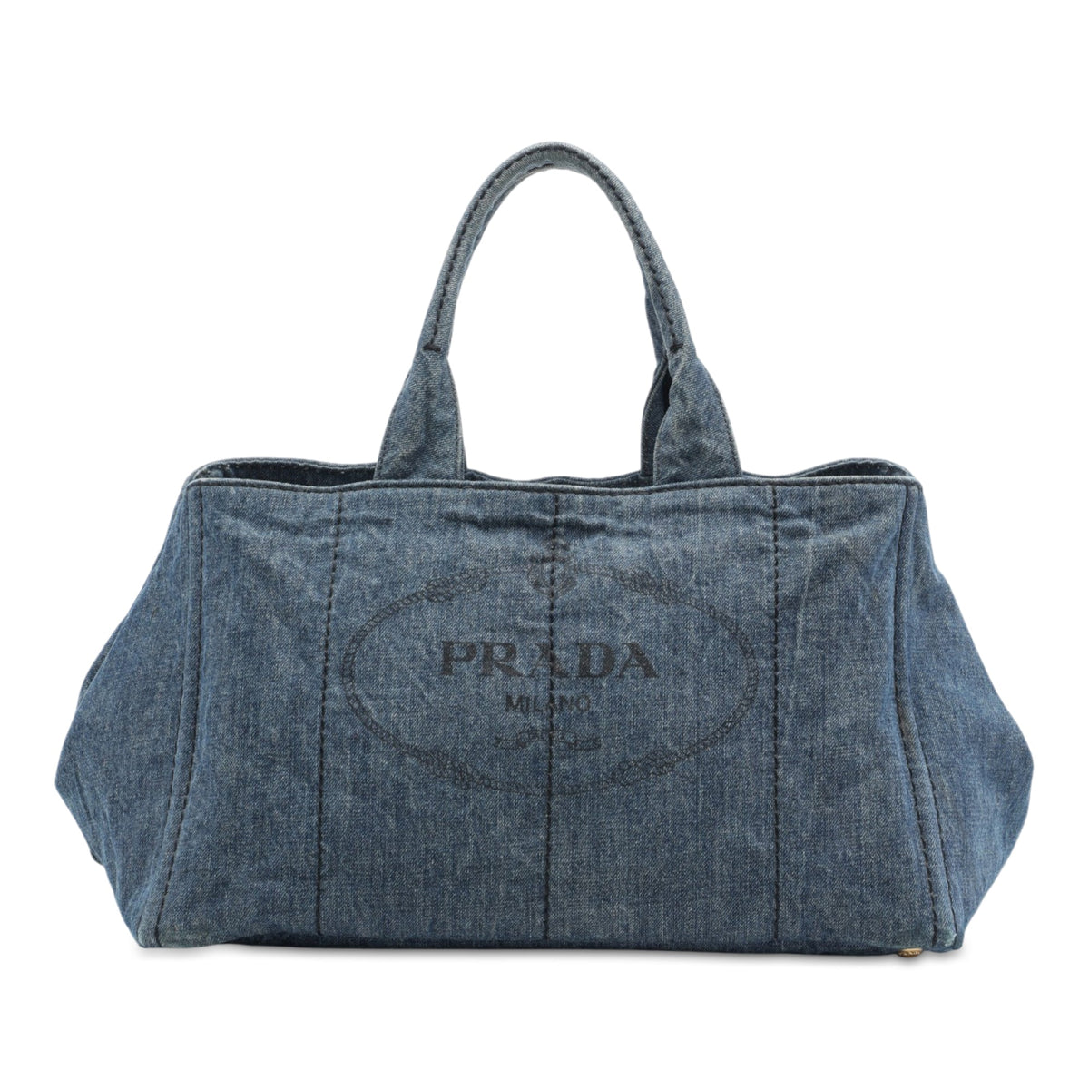 Prada Large Denim Canapa Logo Tote