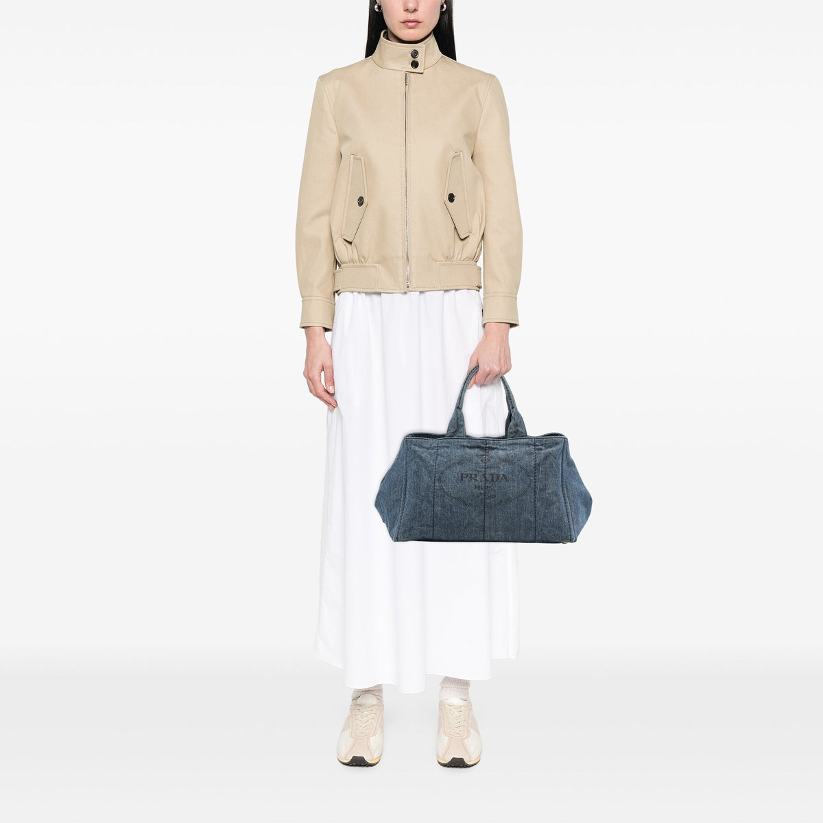 Prada Large Denim Canapa Logo Tote