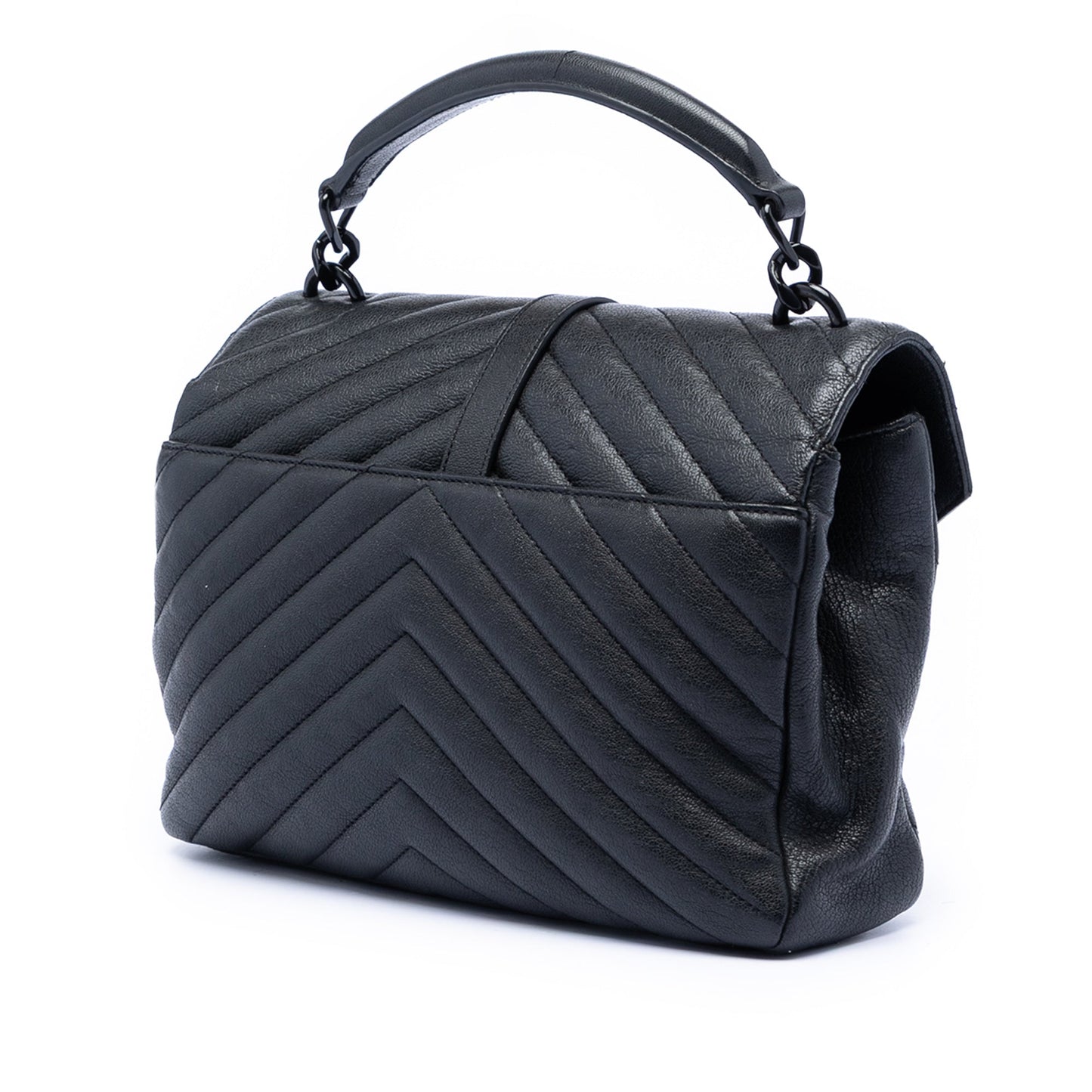 Saint Laurent Medium Chevron Sheepskin Monogram College Satchel