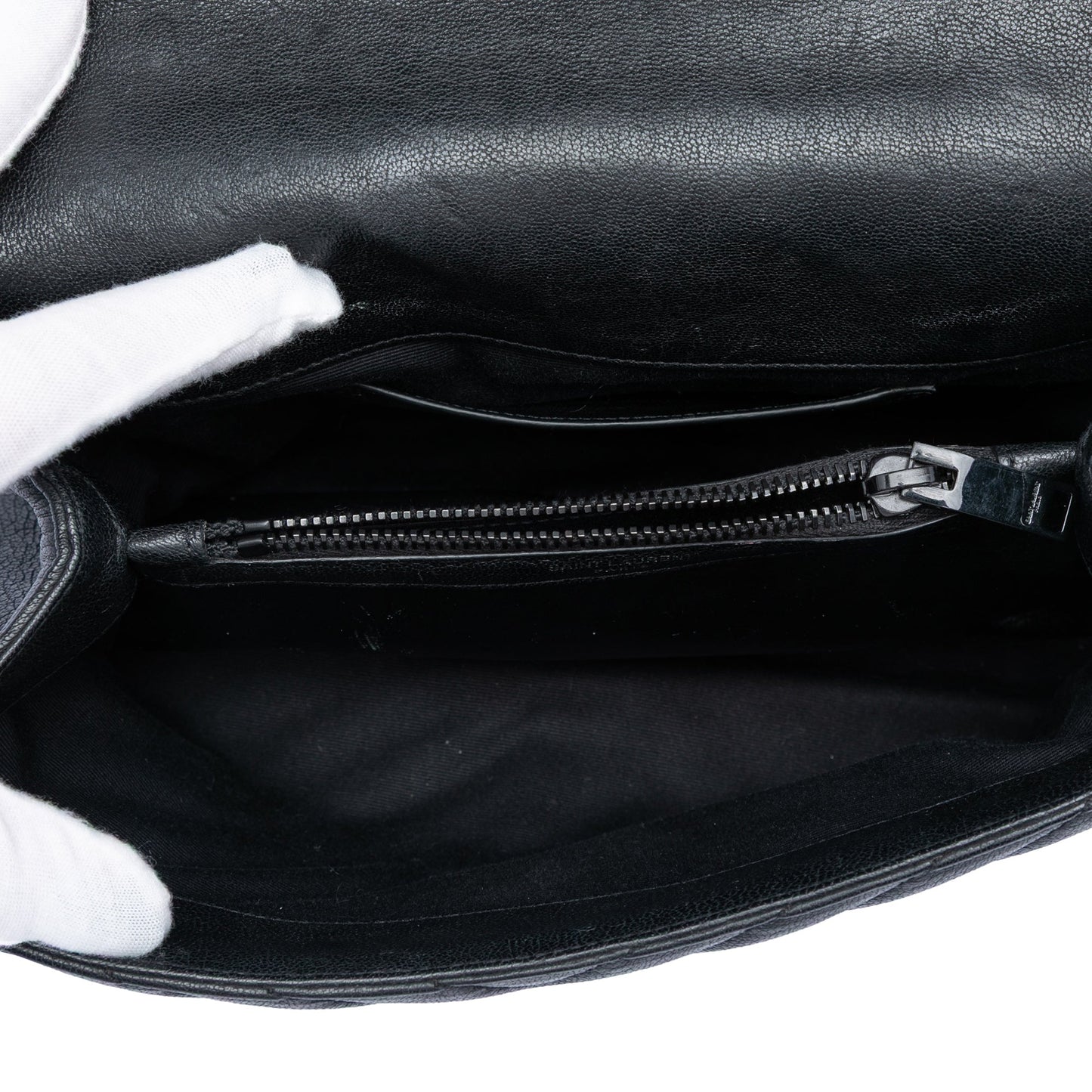Saint Laurent Medium Chevron Sheepskin Monogram College Satchel