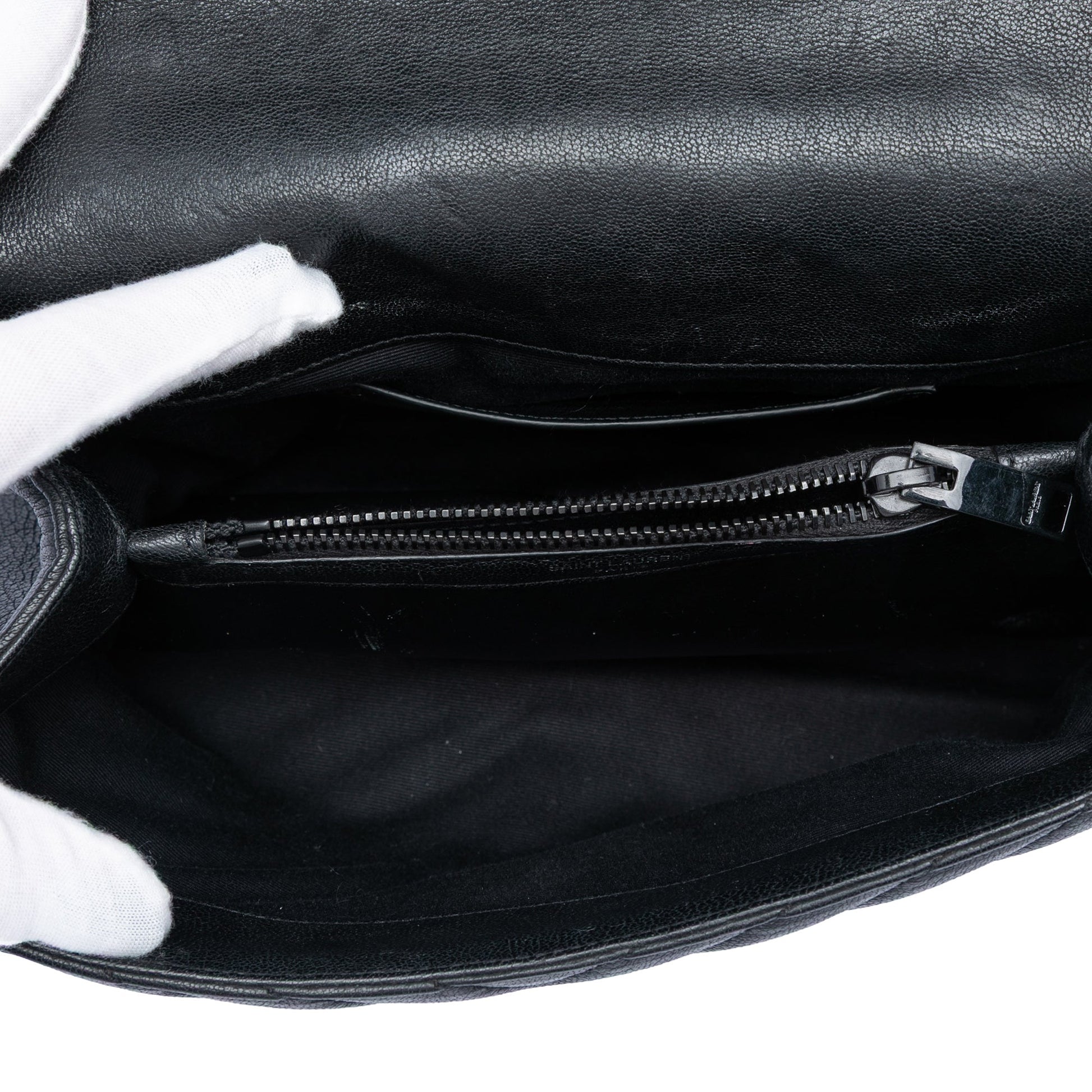 Saint Laurent Medium Chevron Sheepskin Monogram College Satchel