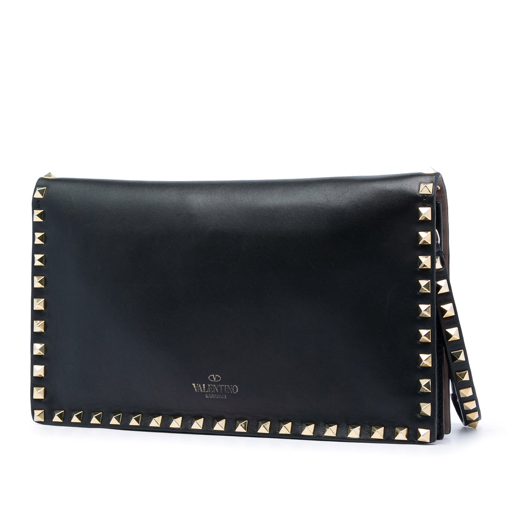 Valentino Leather Rockstud Flap Clutch