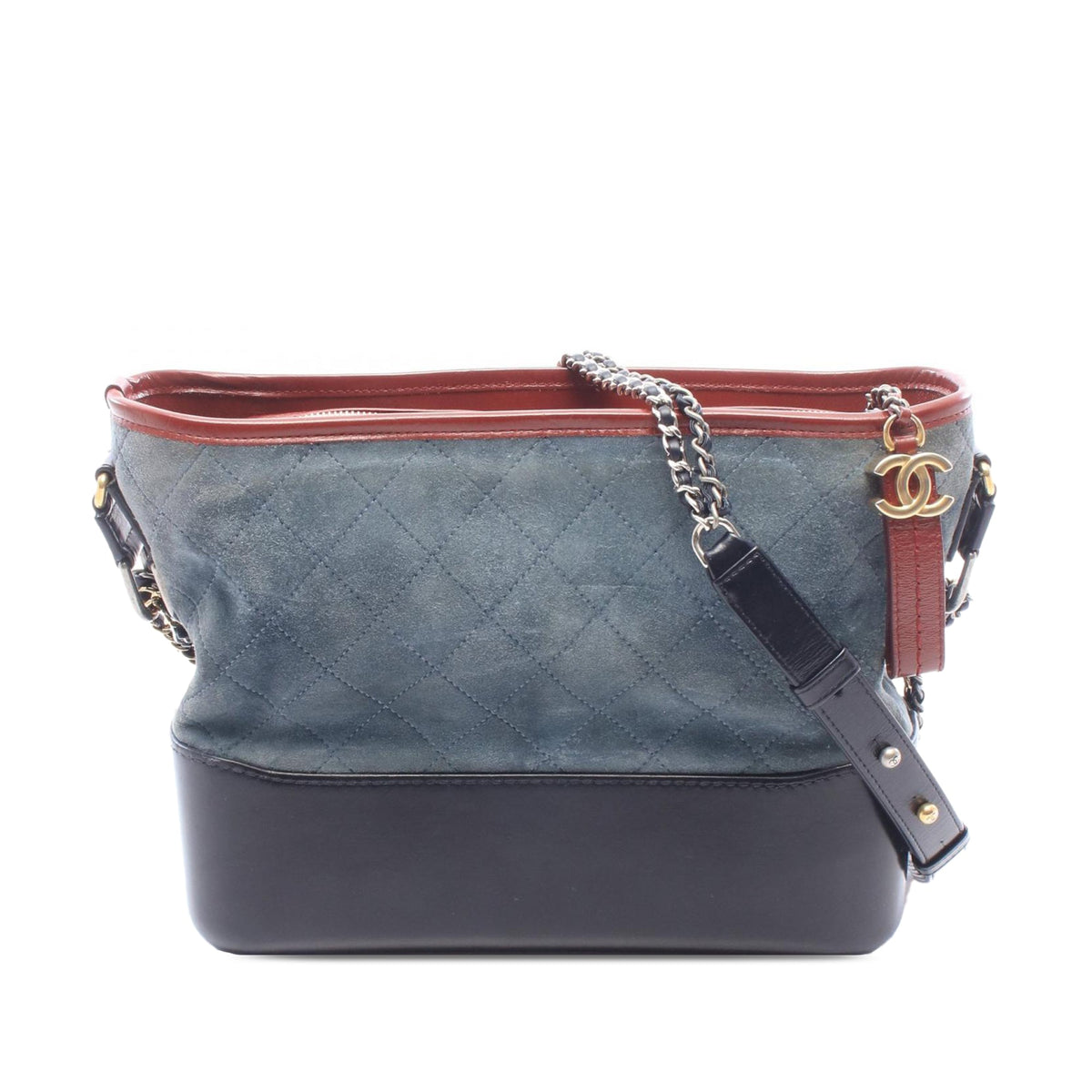 Chanel Large Tricolor Quilted Suede and Calfskin Gabrielle Hobo — Blue