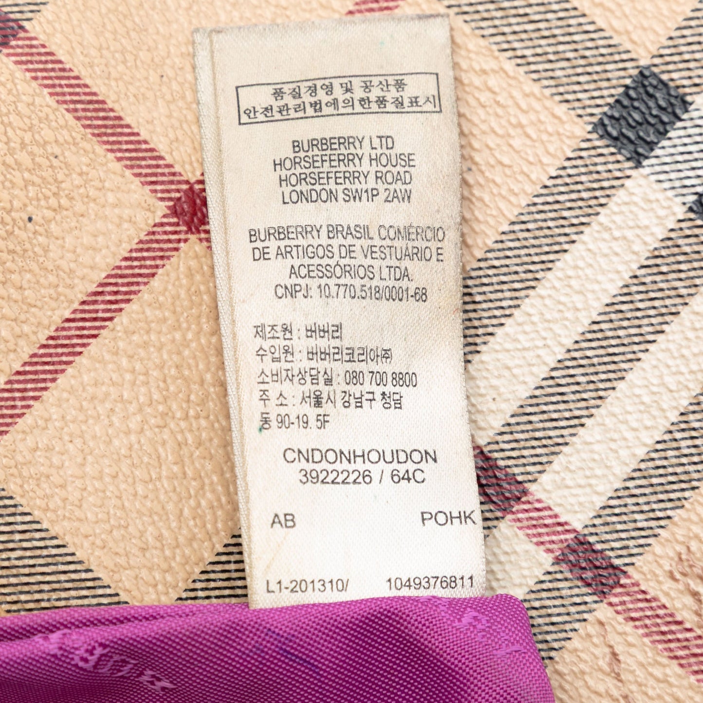Burberry Haymarket Check Coated Canvas Peyton Crossbody