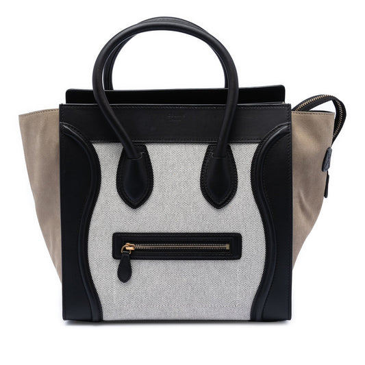 Celine Mini Canvas and Suede Tricolor Luggage Tote