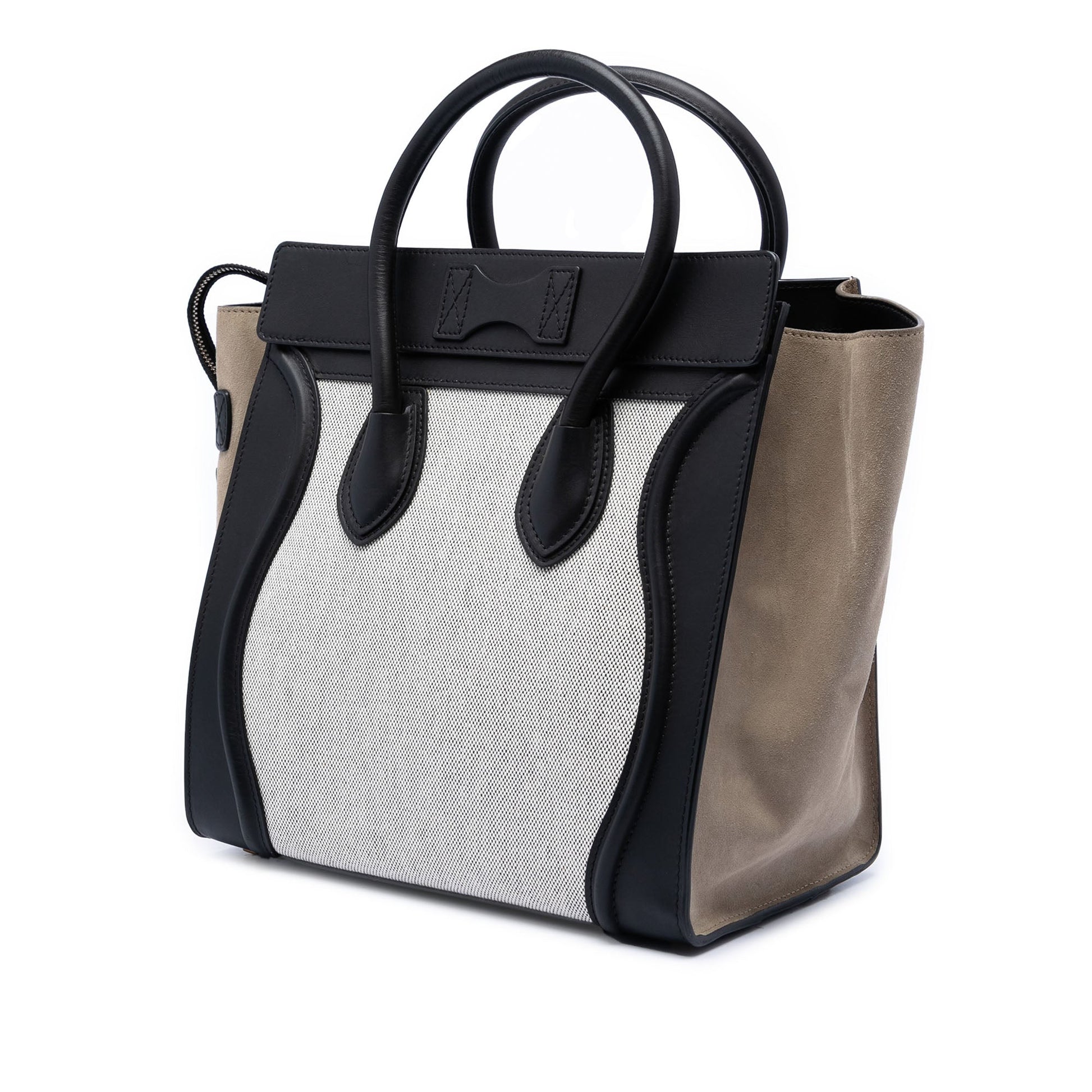 Celine Mini Canvas and Suede Tricolor Luggage Tote