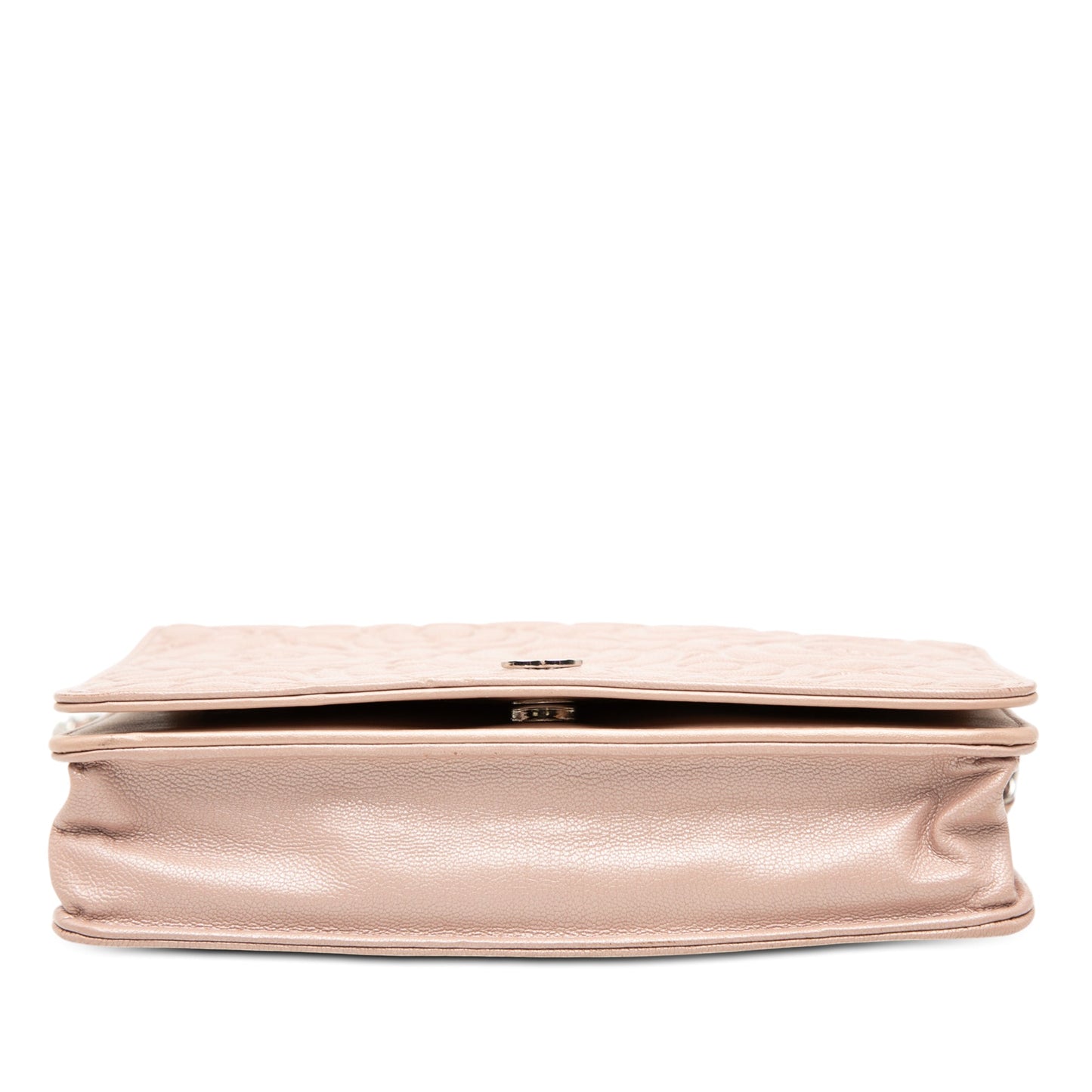 Chanel CC Embossed Lambskin Camellia Wallet On Chain
