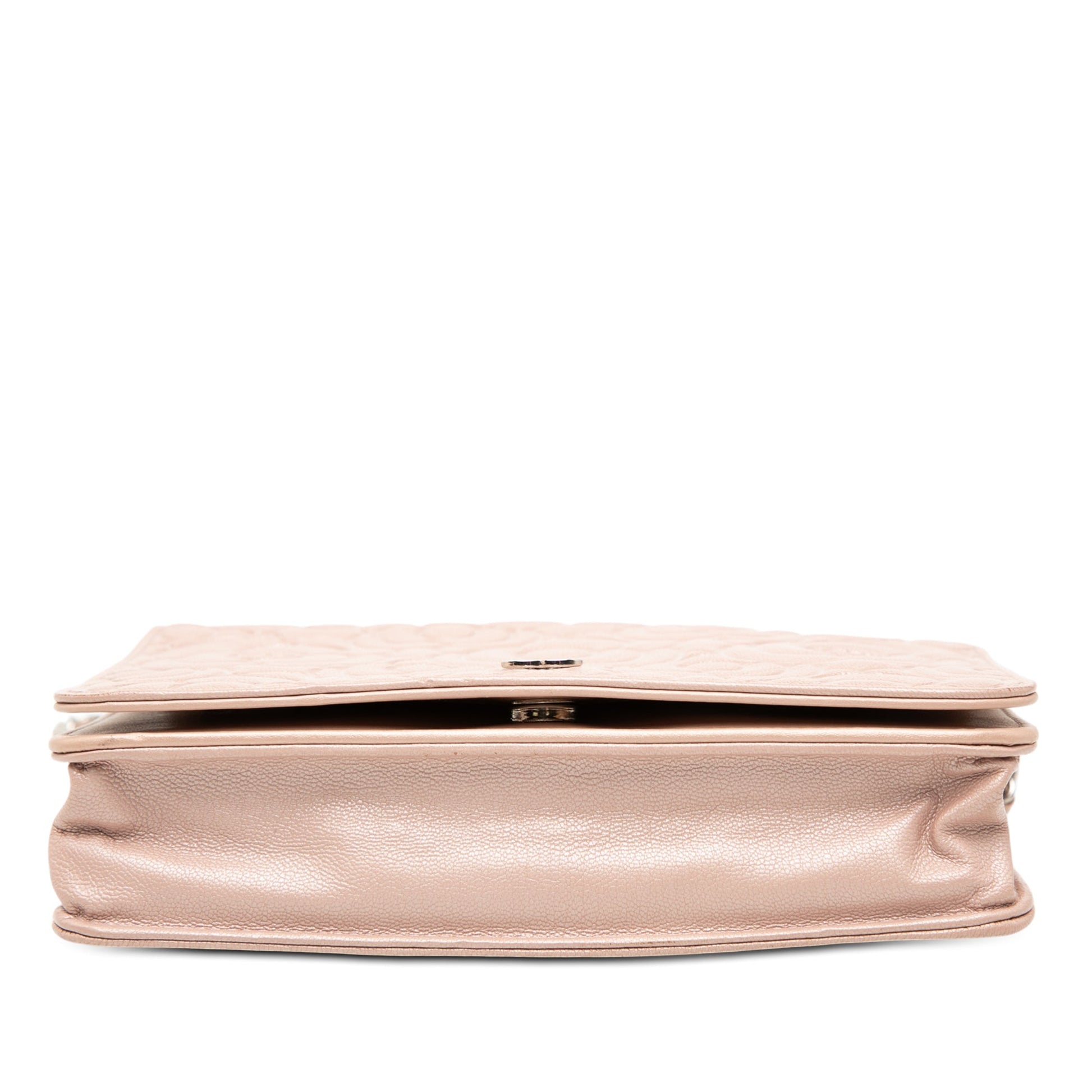 Chanel CC Embossed Lambskin Camellia Wallet On Chain