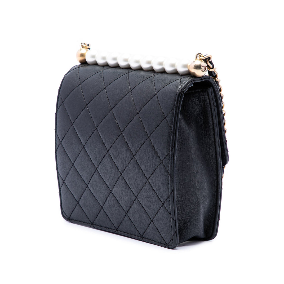 Chanel Small Quilted Lambskin Chic Pearls Flap — Black