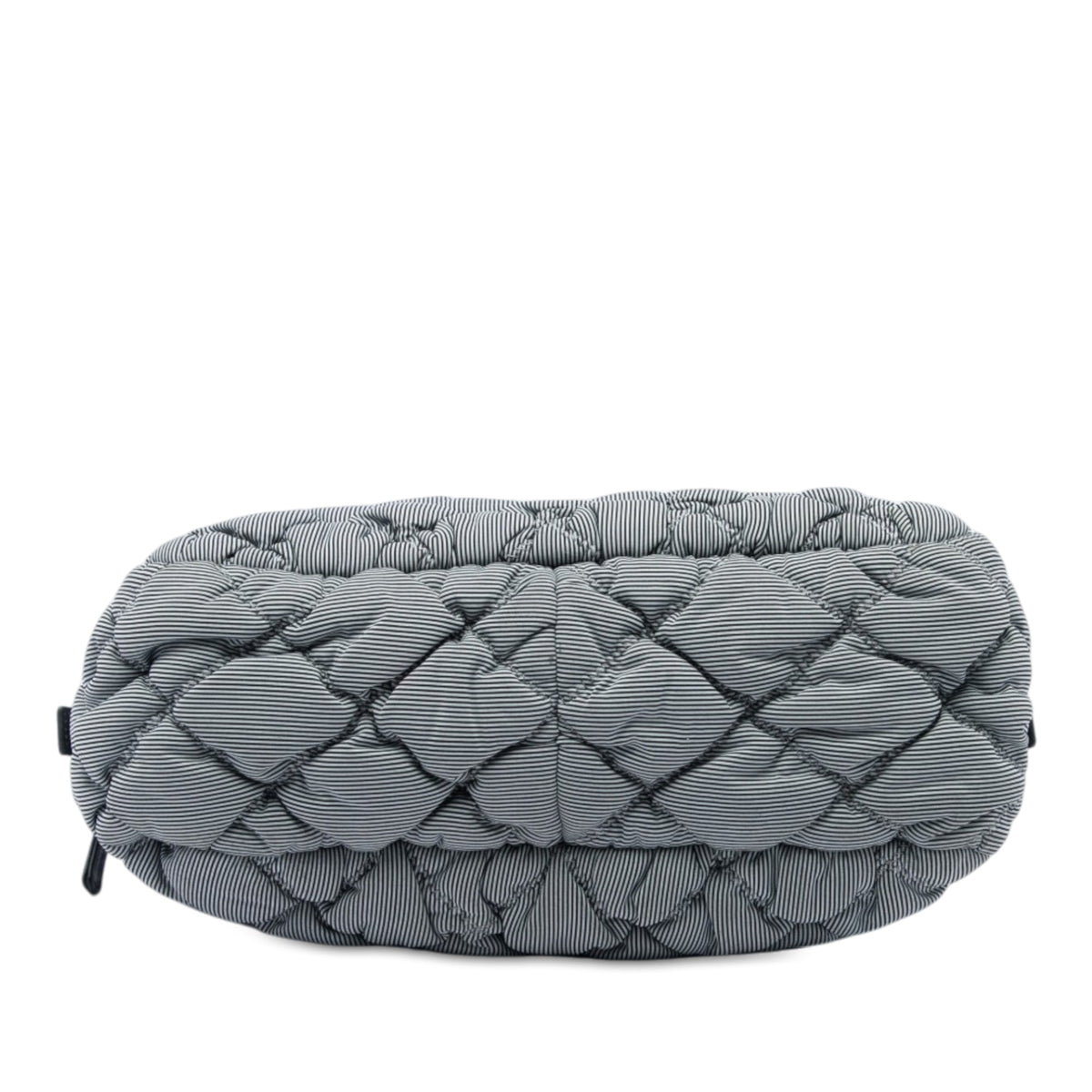 Chanel Quilted Striped Nylon Bubble Shoulder Bag — Gray