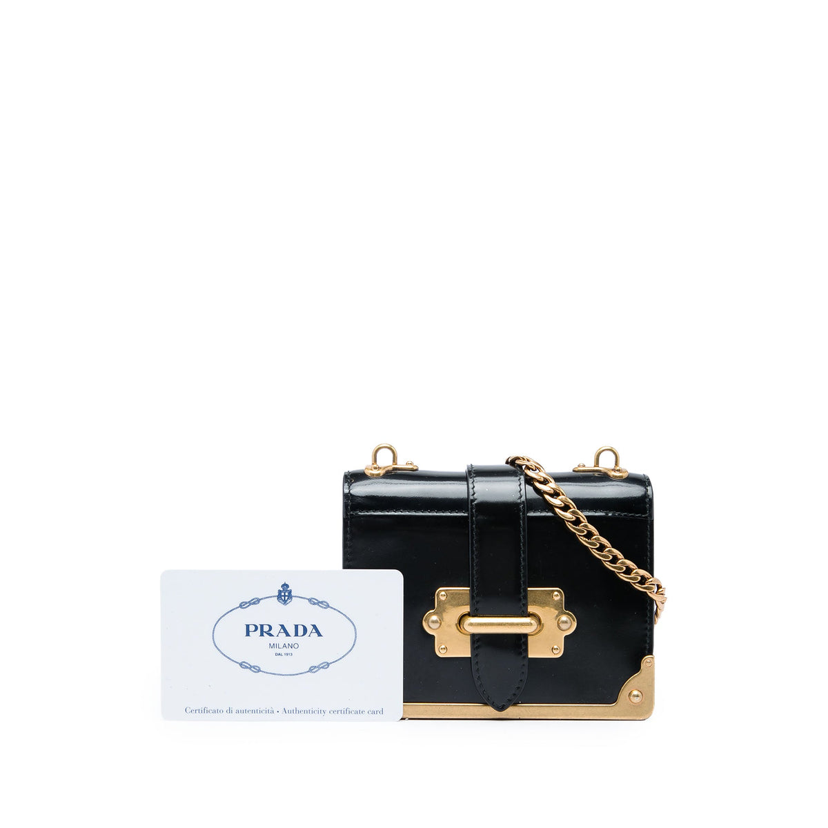 Prada Micro Spazzolato Cahier Crossbody — Black