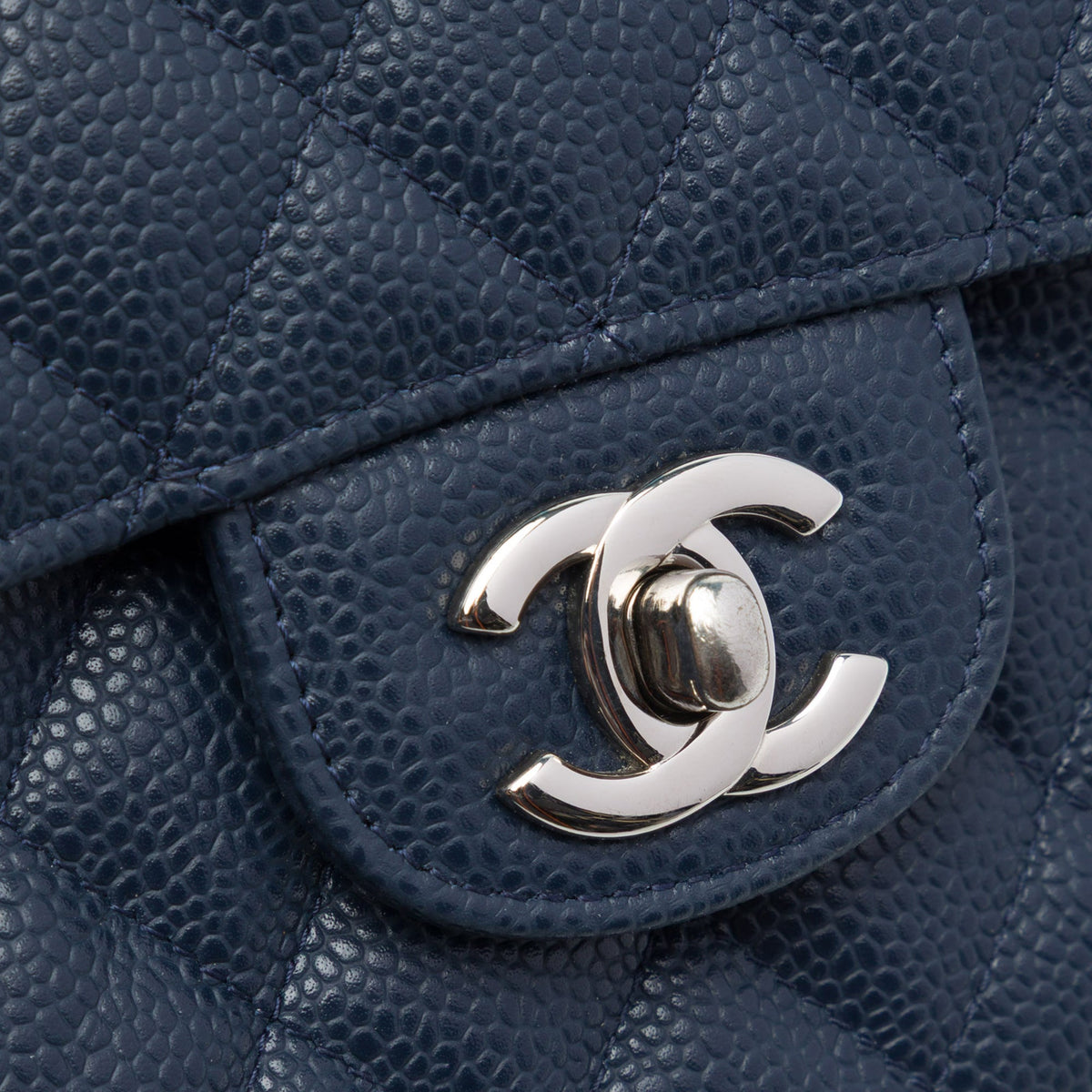 Chanel Medium Classic Caviar Double Flap — Blue