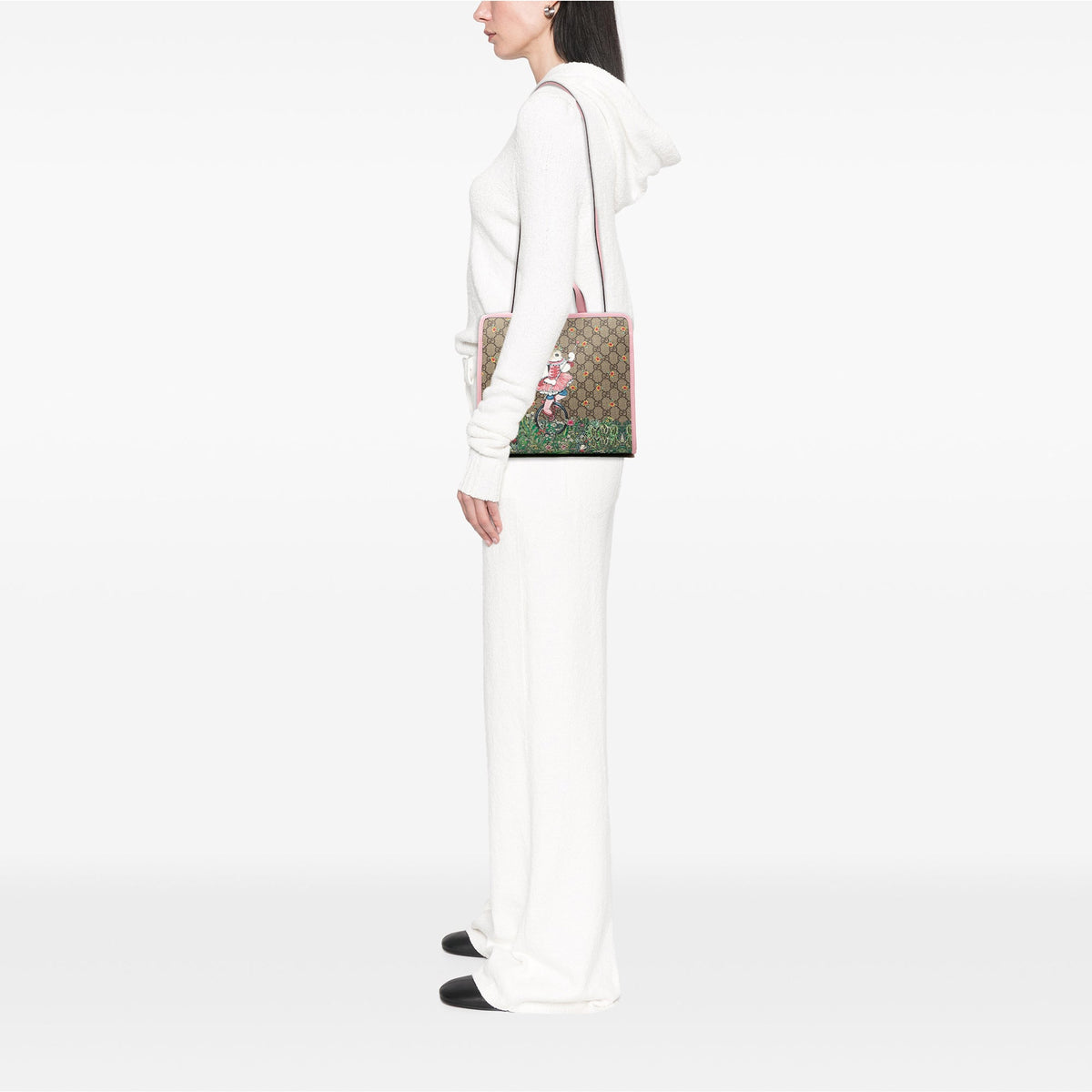 Gucci Yuko Higuchi GG Supreme Rabbit Satchel — Beige