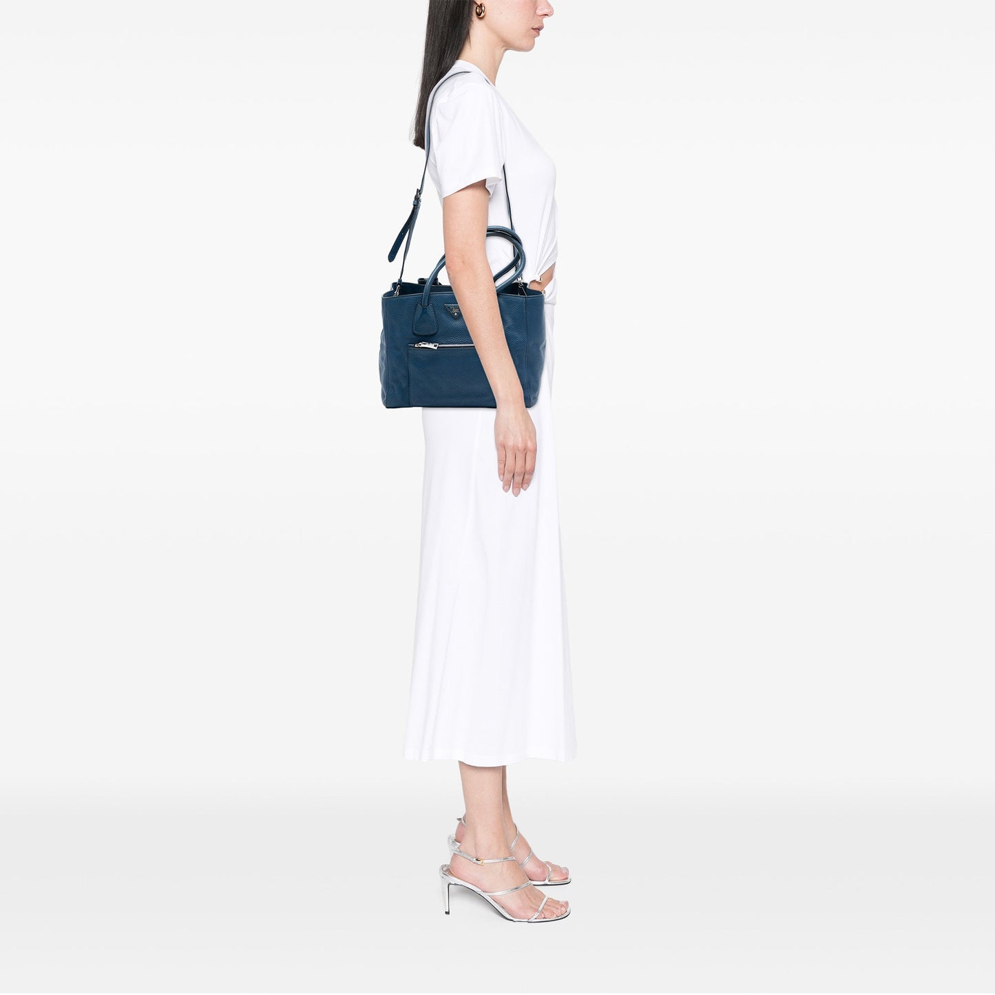 Prada Vitello Daino Front Pocket Open Convertible Tote