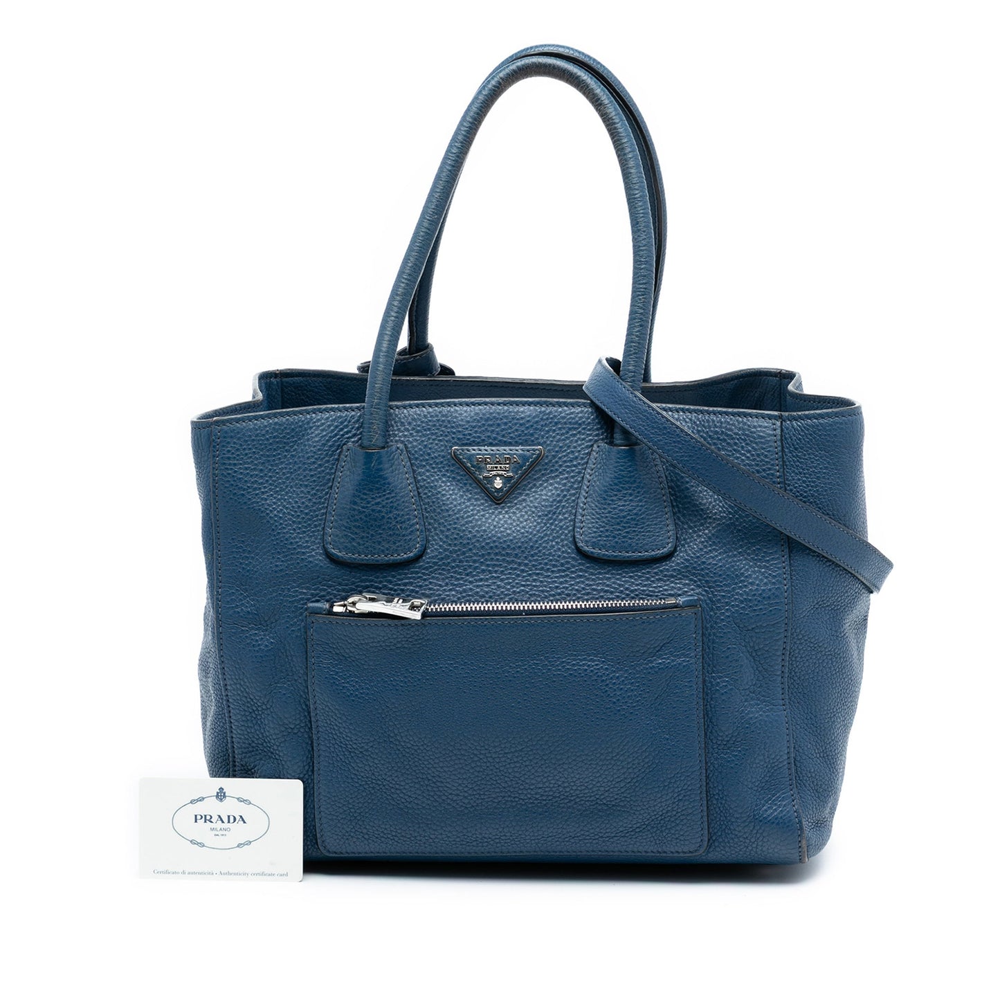 Prada Vitello Daino Front Pocket Open Convertible Tote