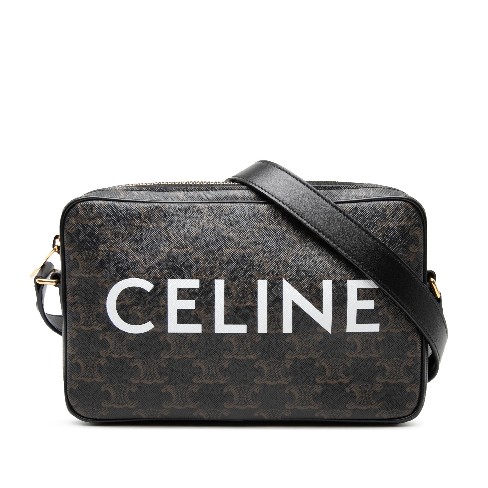 Celine Medium Triomphe Coated Canvas Logo Crossbody