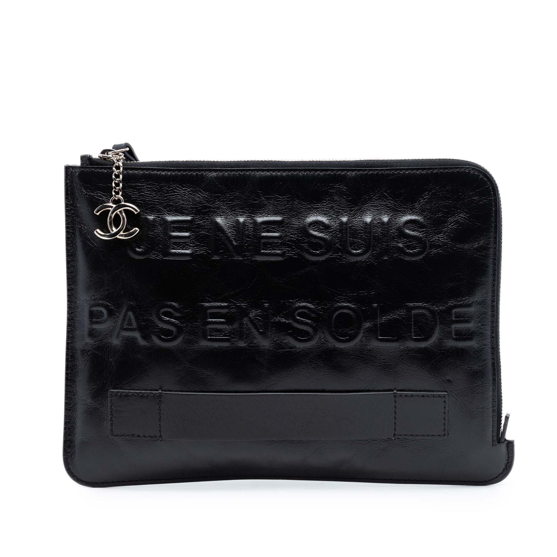 Chanel Distressed Calfskin Je Ne Suis Pas En Solde Clutch