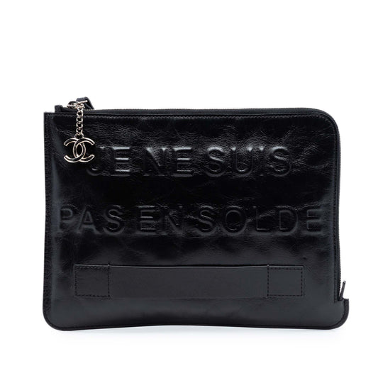 Chanel Distressed Calfskin Je Ne Suis Pas En Solde Clutch