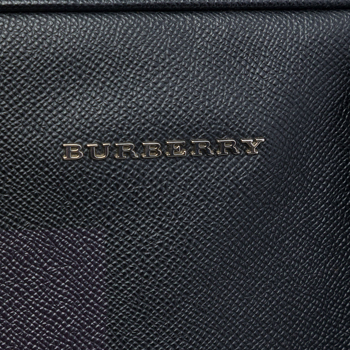 Burberry Grained Calfskin Colorblock Newburg Business Bag — Black