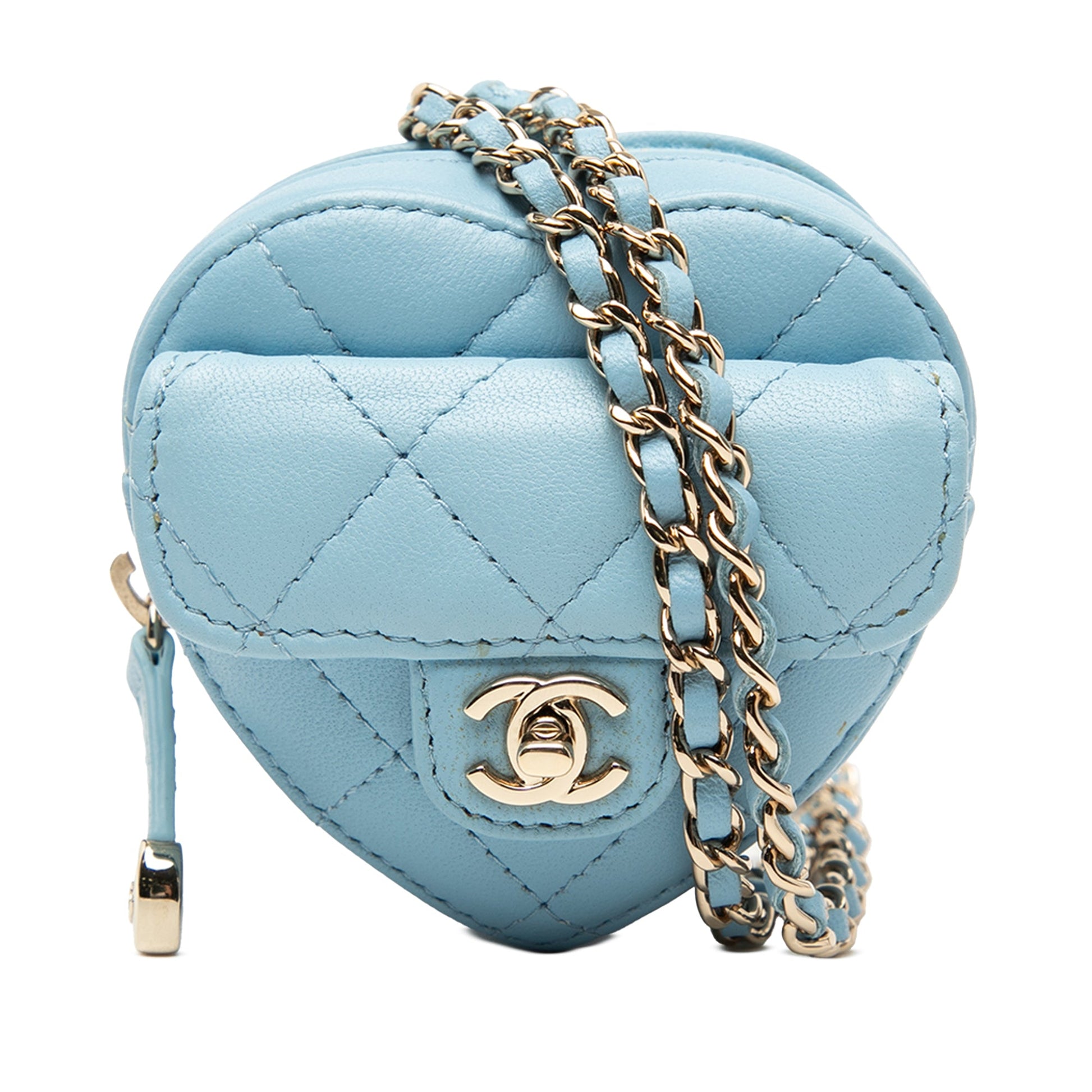 Chanel Mini Quilted Lambskin CC in Love Heart Necklace Bag