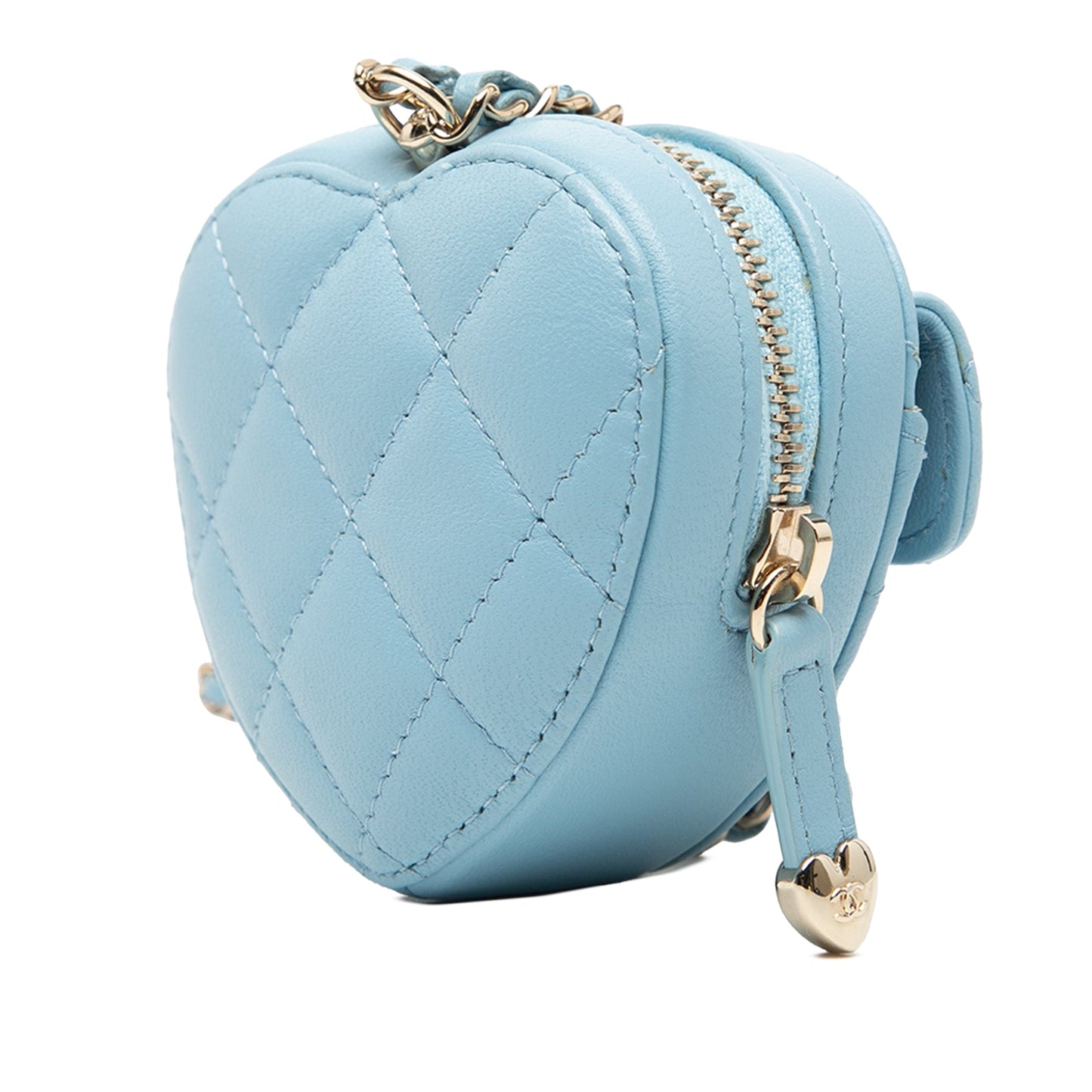 Chanel Mini Quilted Lambskin CC in Love Heart Necklace Bag