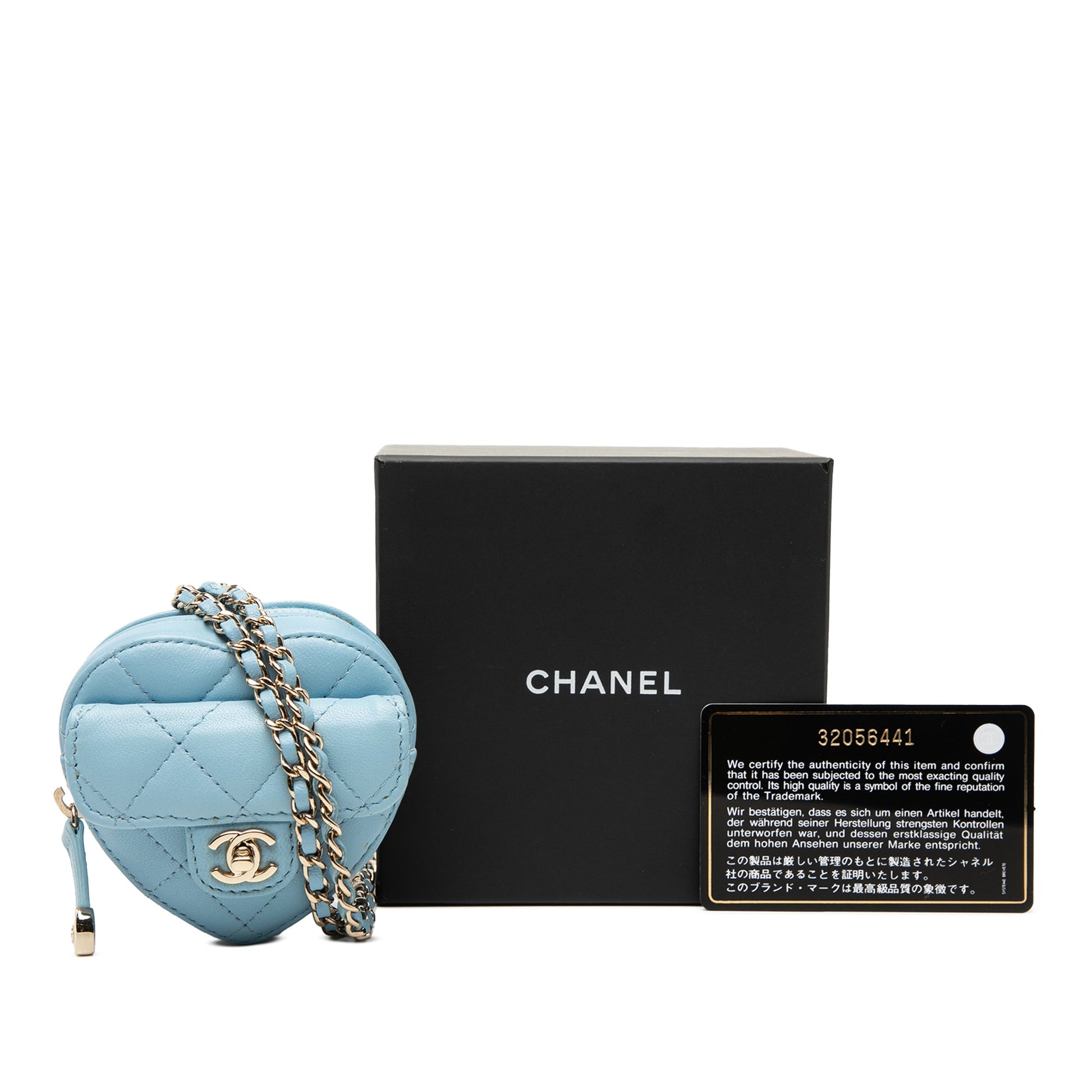 Chanel Mini Quilted Lambskin CC in Love Heart Necklace Bag