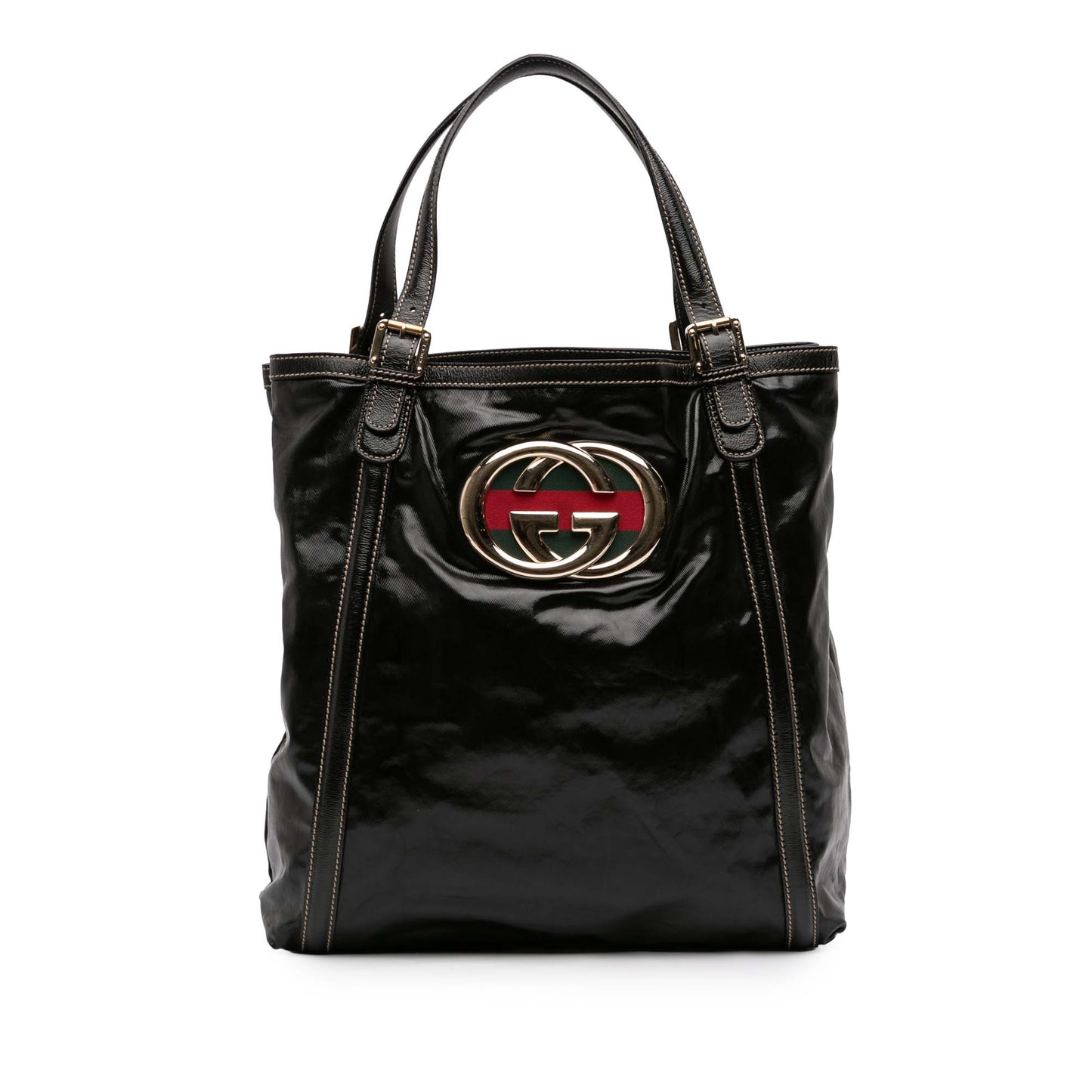 Gucci Patent Dialux Britt Web Tote