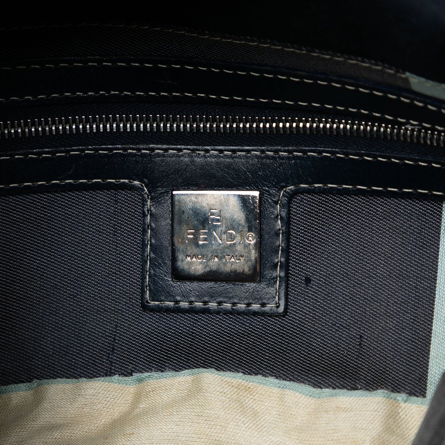 Fendi Canvas FF Marble Baguette Shoulder Bag