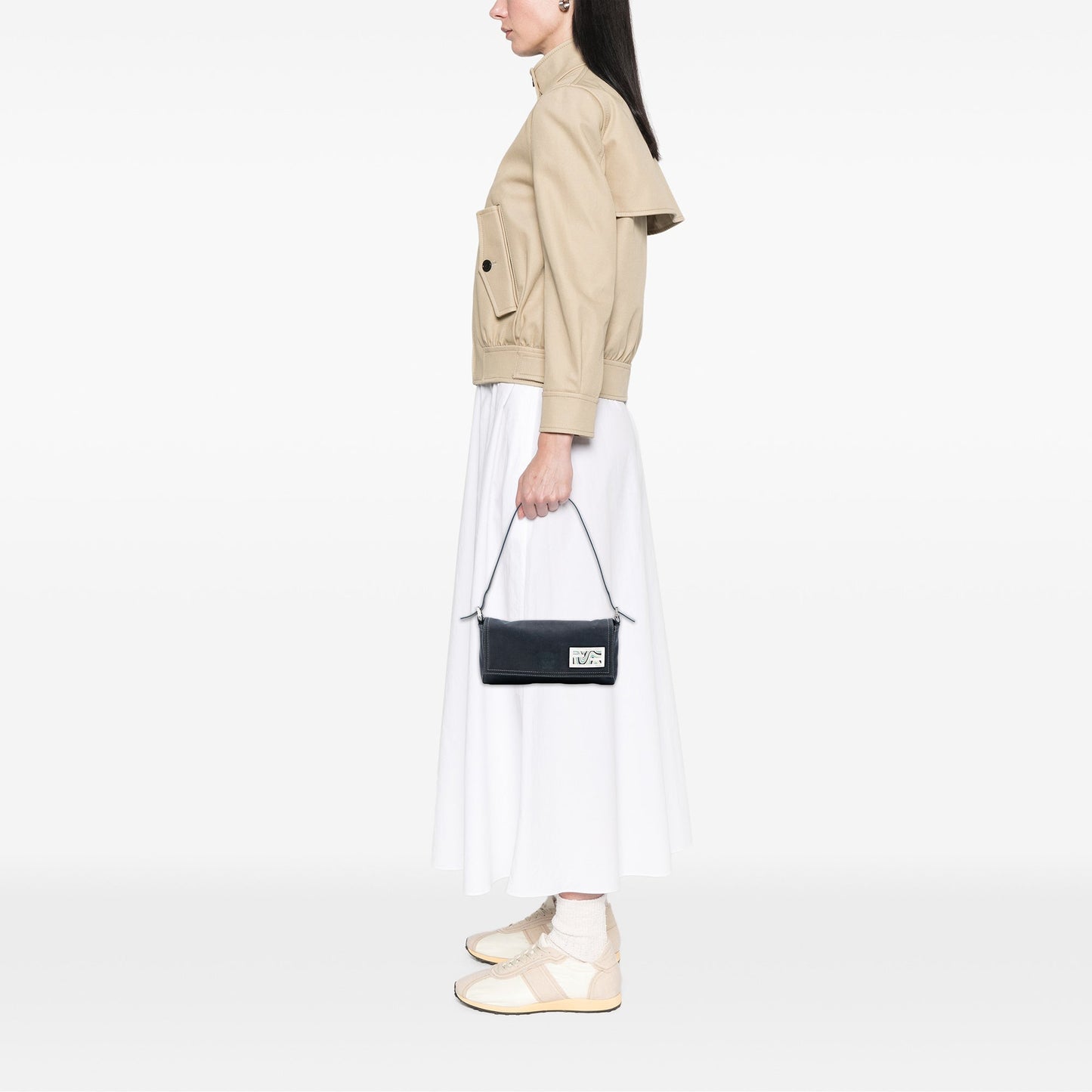Fendi Canvas FF Marble Baguette Shoulder Bag