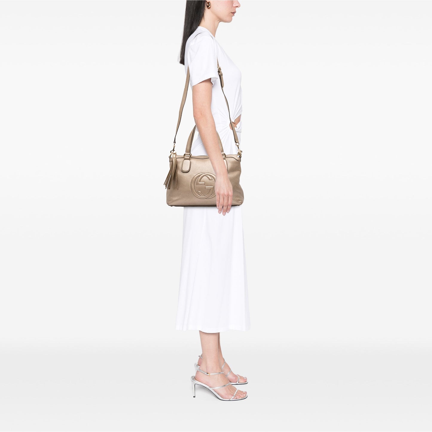 Gucci Small Metallic Leather Soho Working Satchel