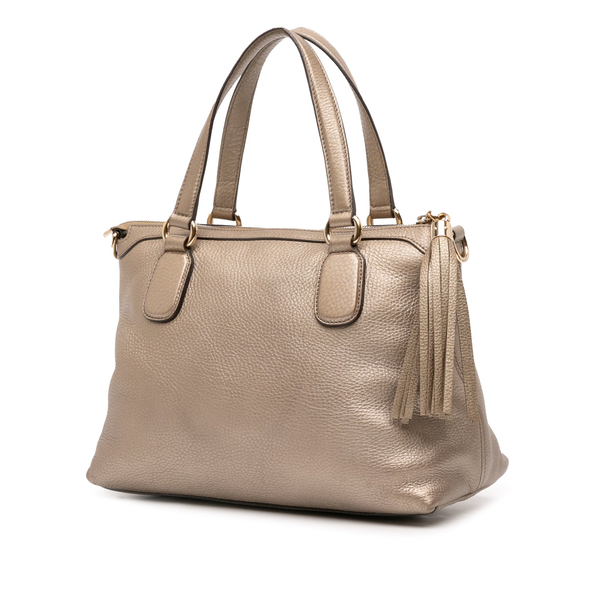 Gucci Small Metallic Leather Soho Working Satchel