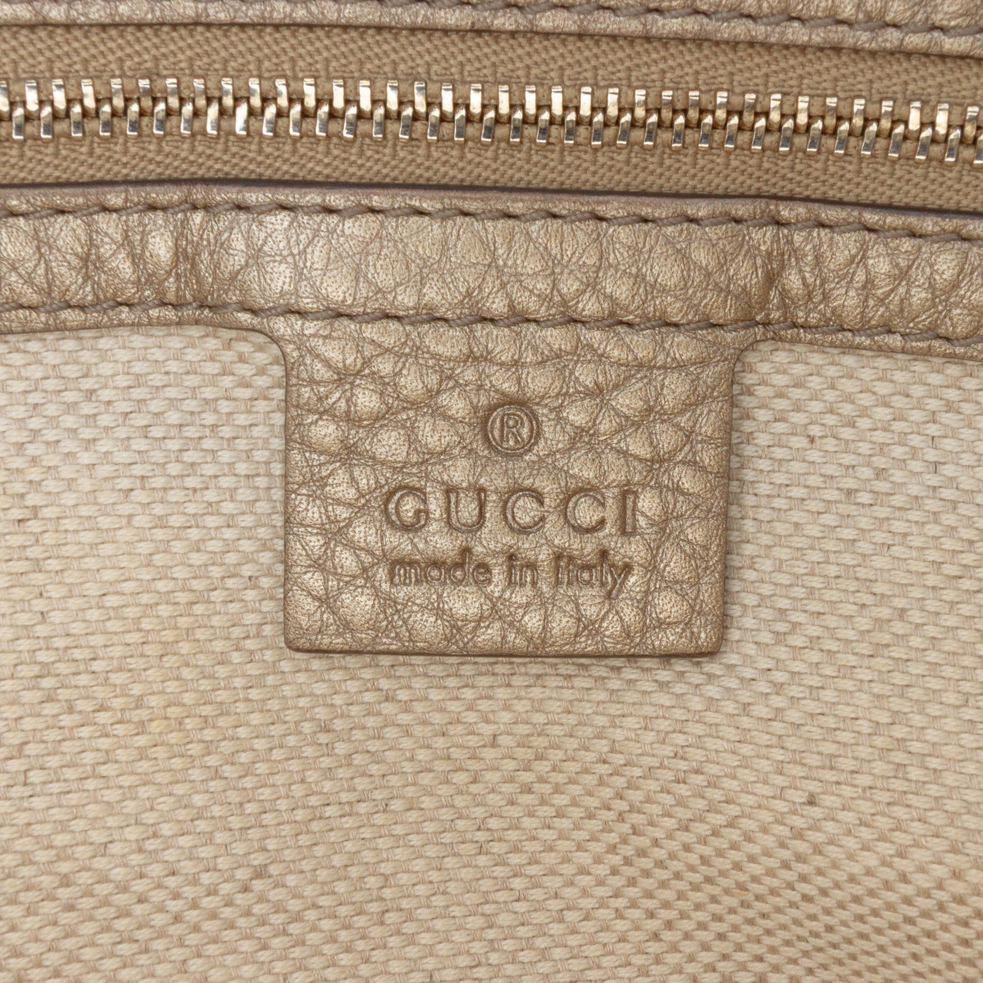 Gucci Small Metallic Leather Soho Working Satchel