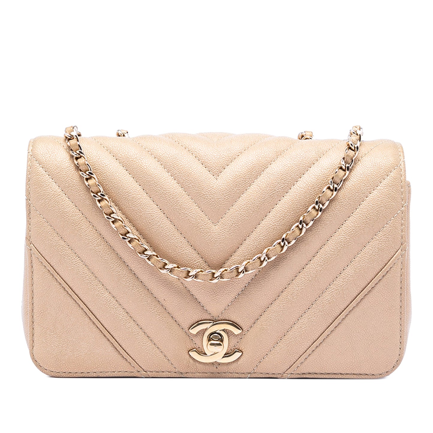 Small Chevron Caviar Statement Flap