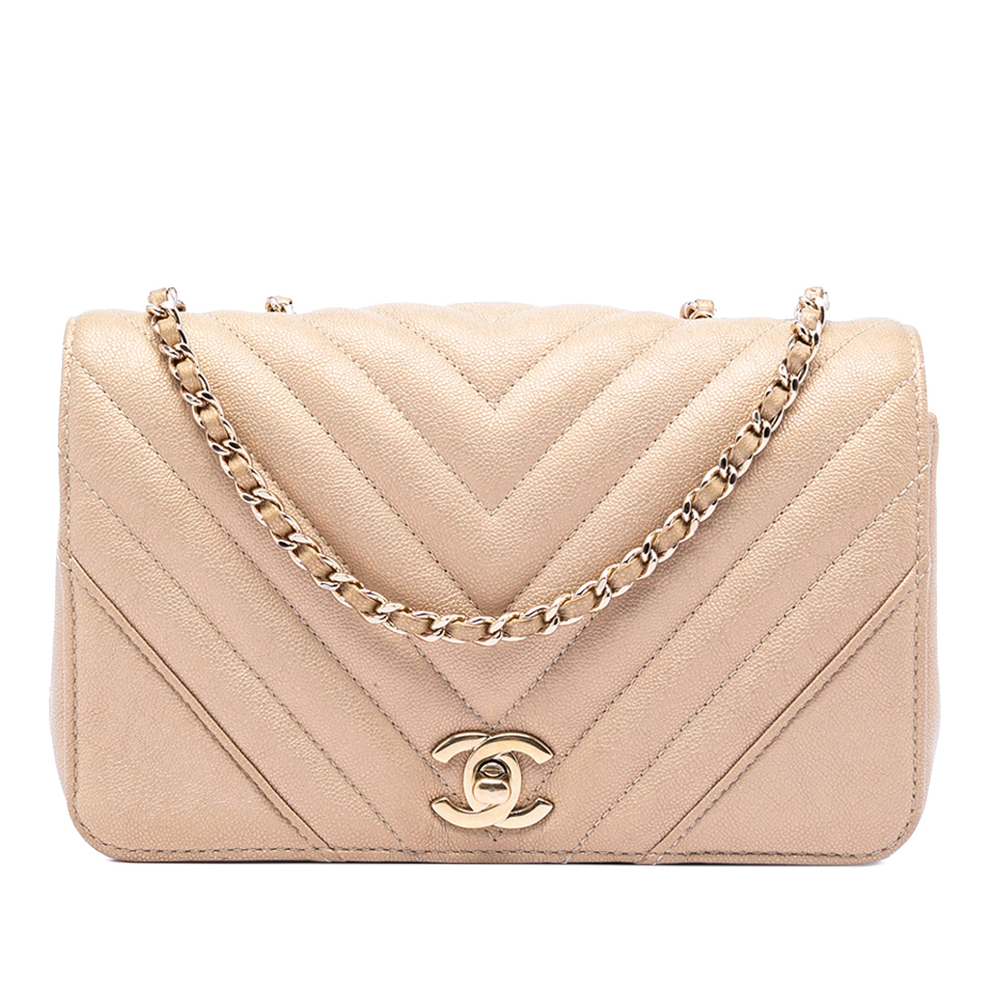Small Chevron Caviar Statement Flap