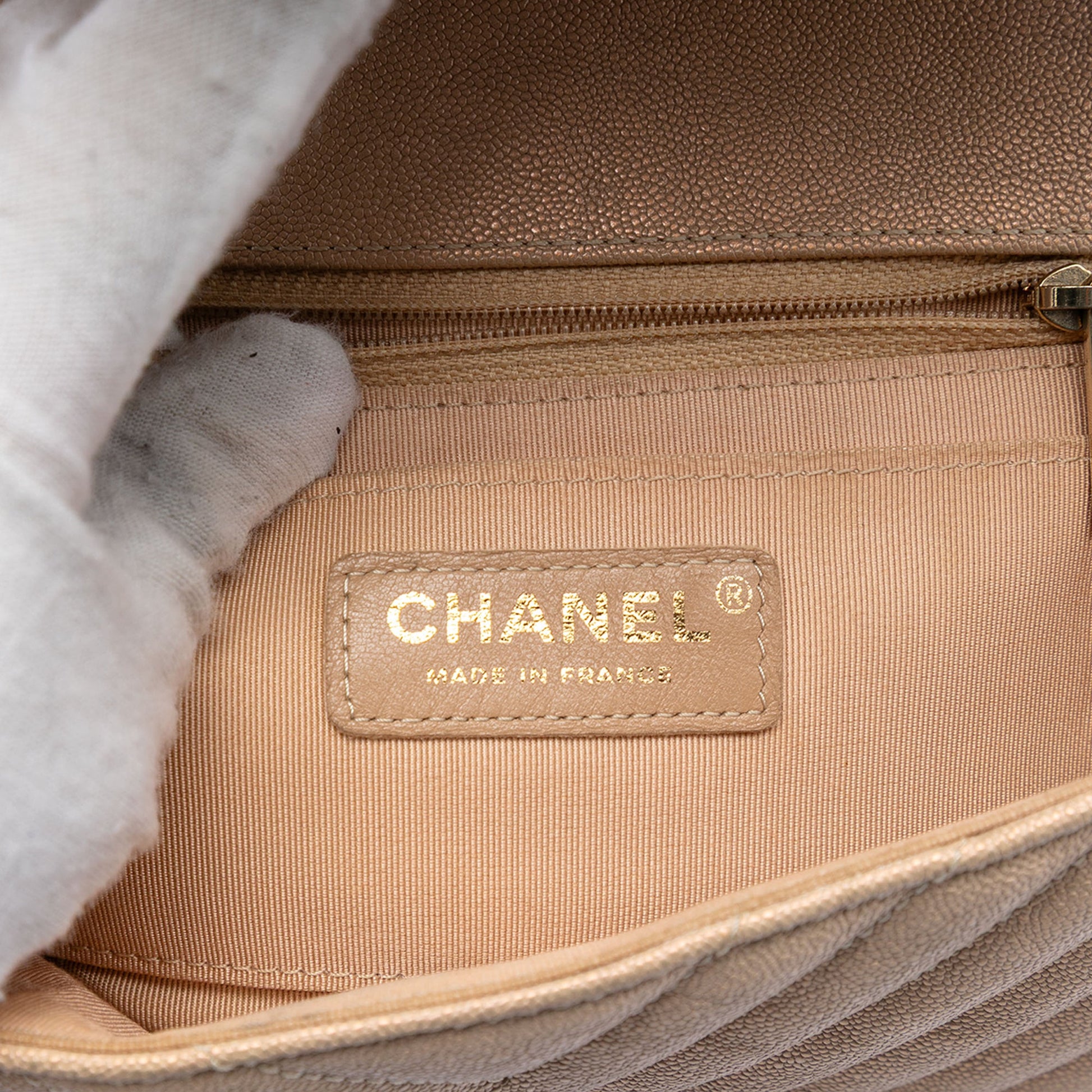 Small Chevron Caviar Statement Flap