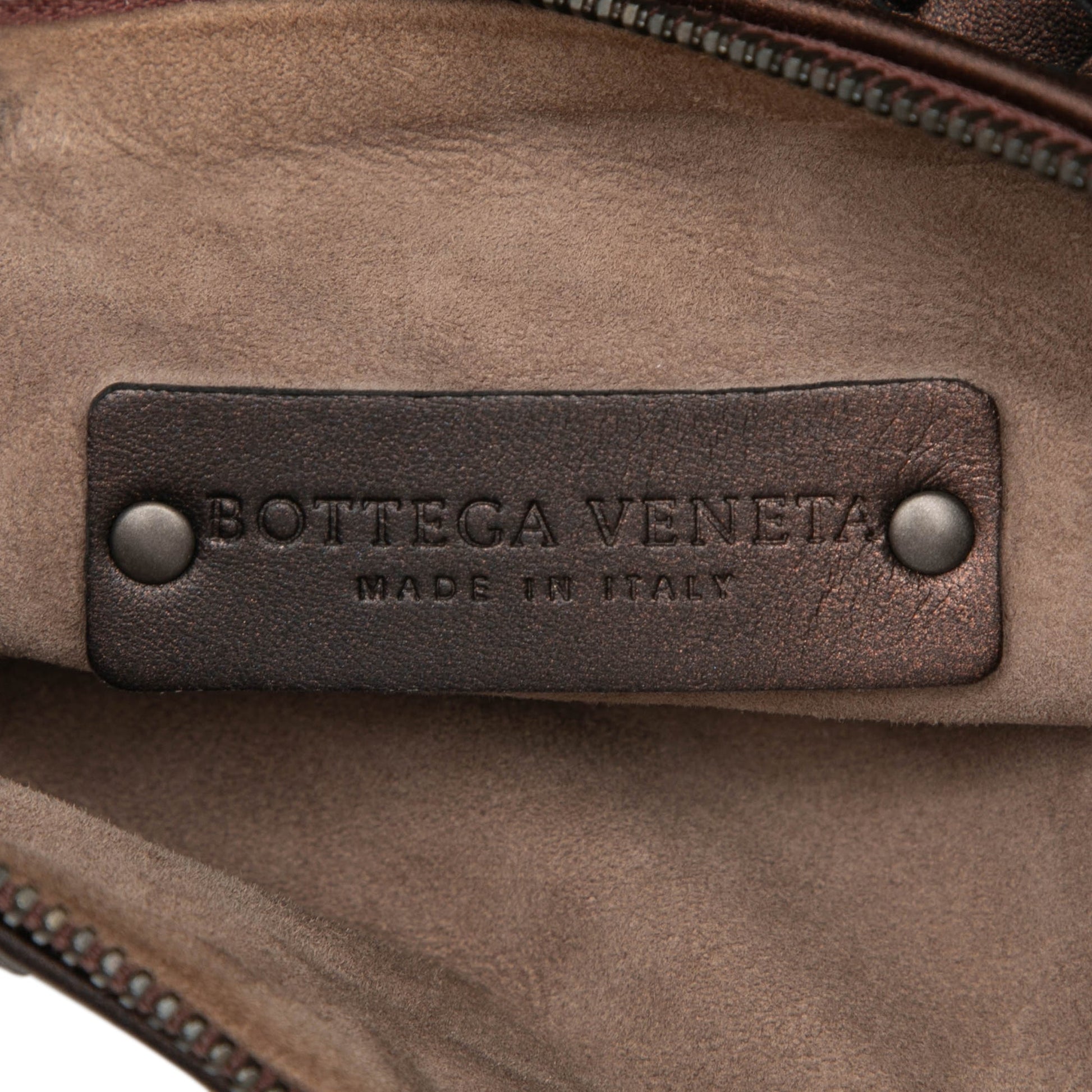 Bottega Veneta Metallic Nappa Intrecciato Belted Loop Handbag