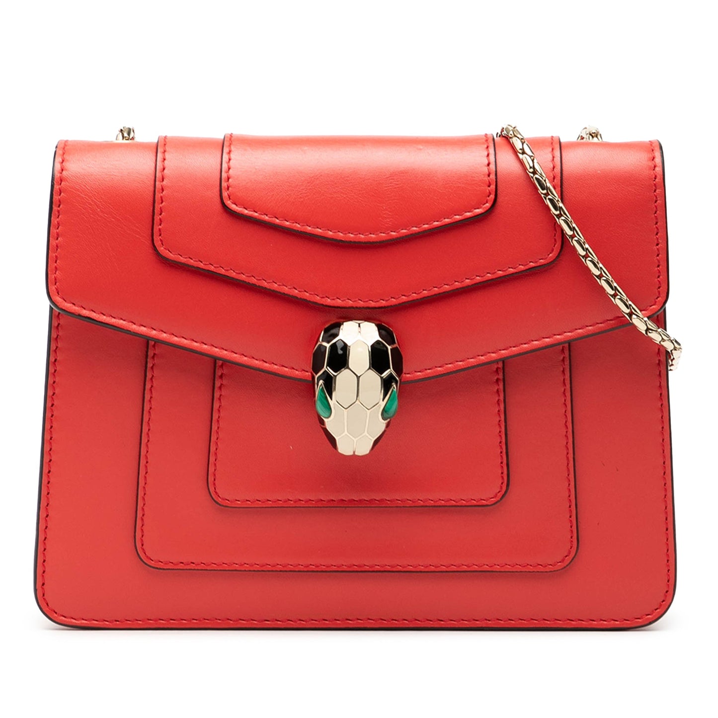 Bvlgari Small Leather Square Serpenti Forever Chain Crossbody