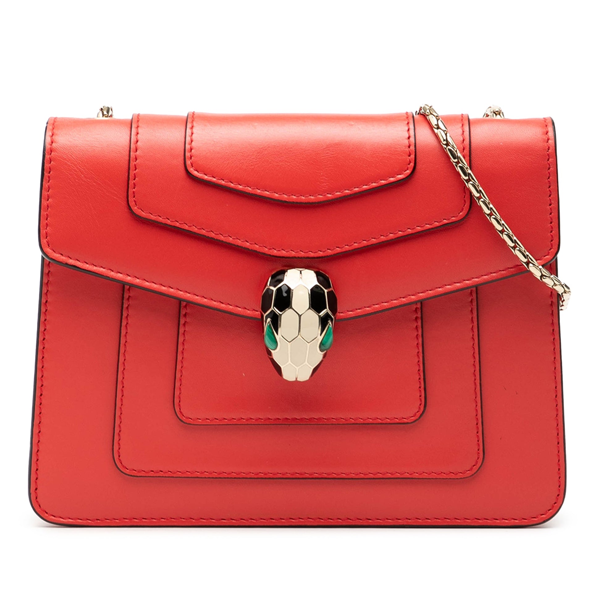 Bvlgari Small Leather Square Serpenti Forever Chain Crossbody