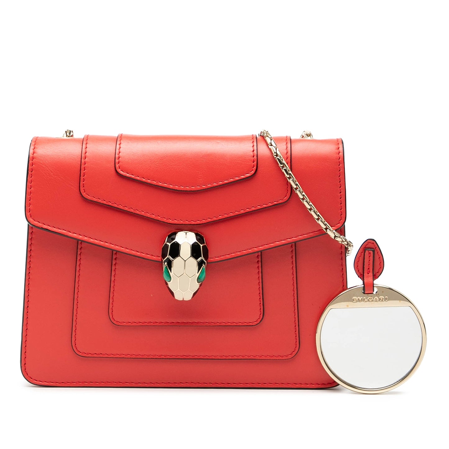 Bvlgari Small Leather Square Serpenti Forever Chain Crossbody