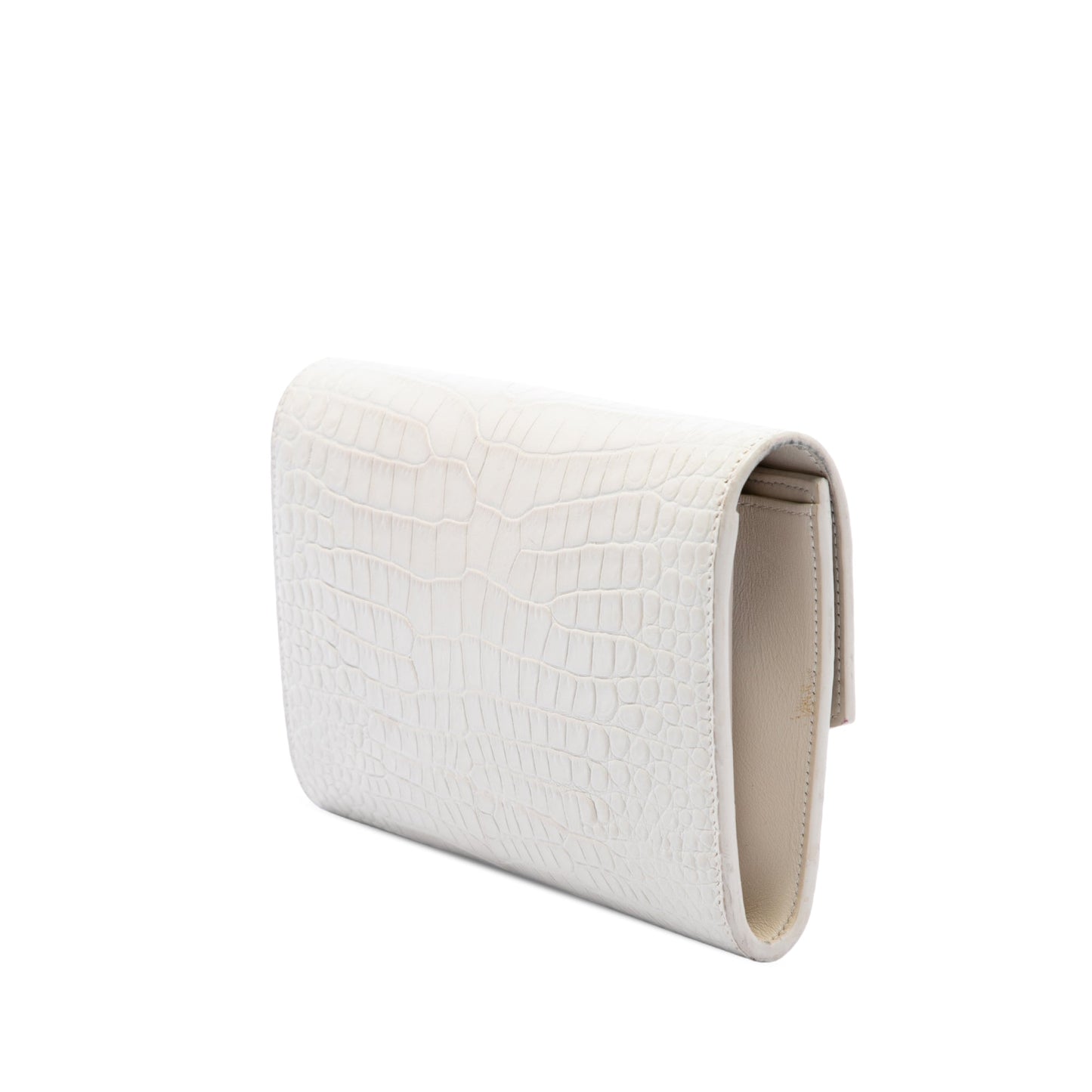 Saint Laurent Croc Embossed Leather Uptown Chain Wallet