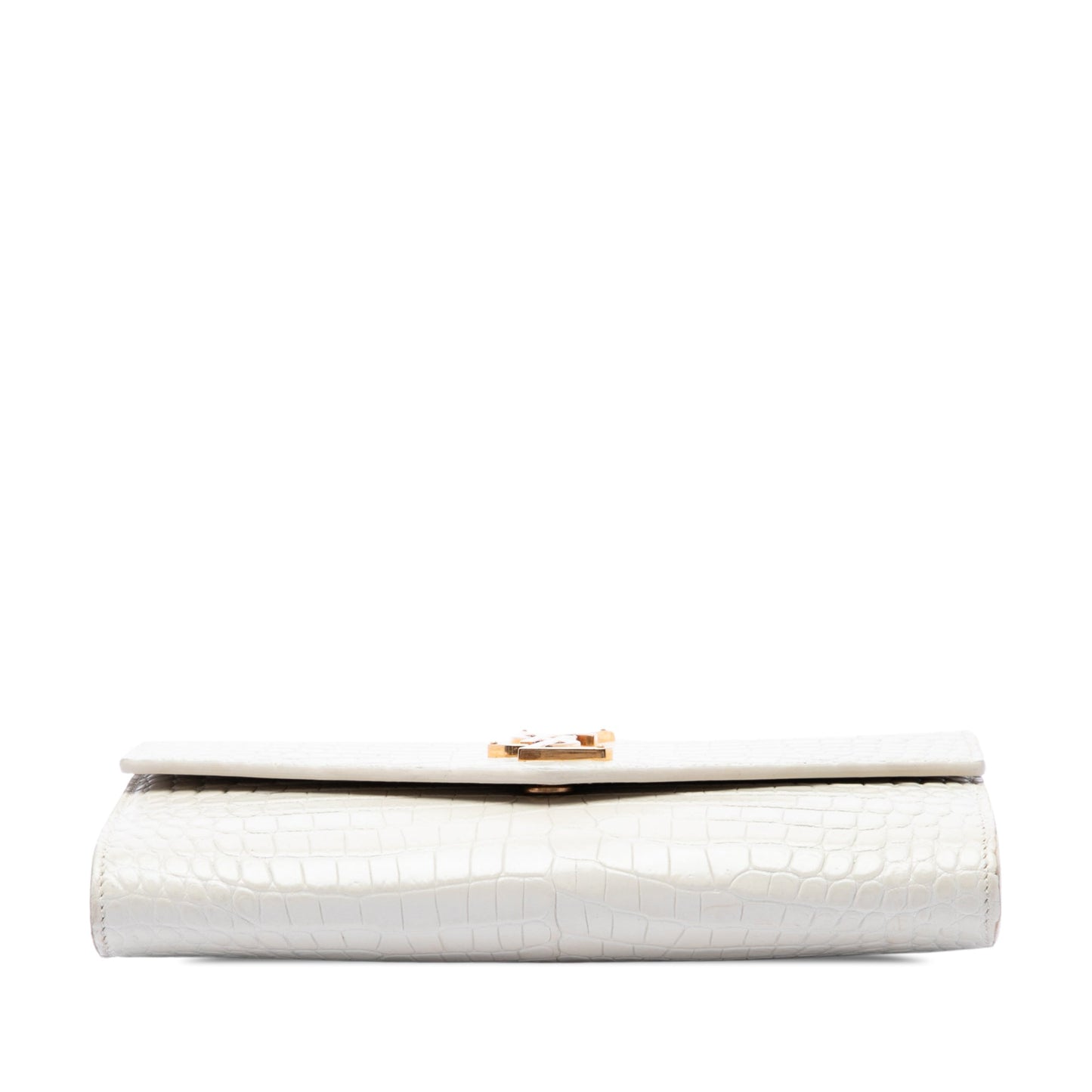 Saint Laurent Croc Embossed Leather Uptown Chain Wallet