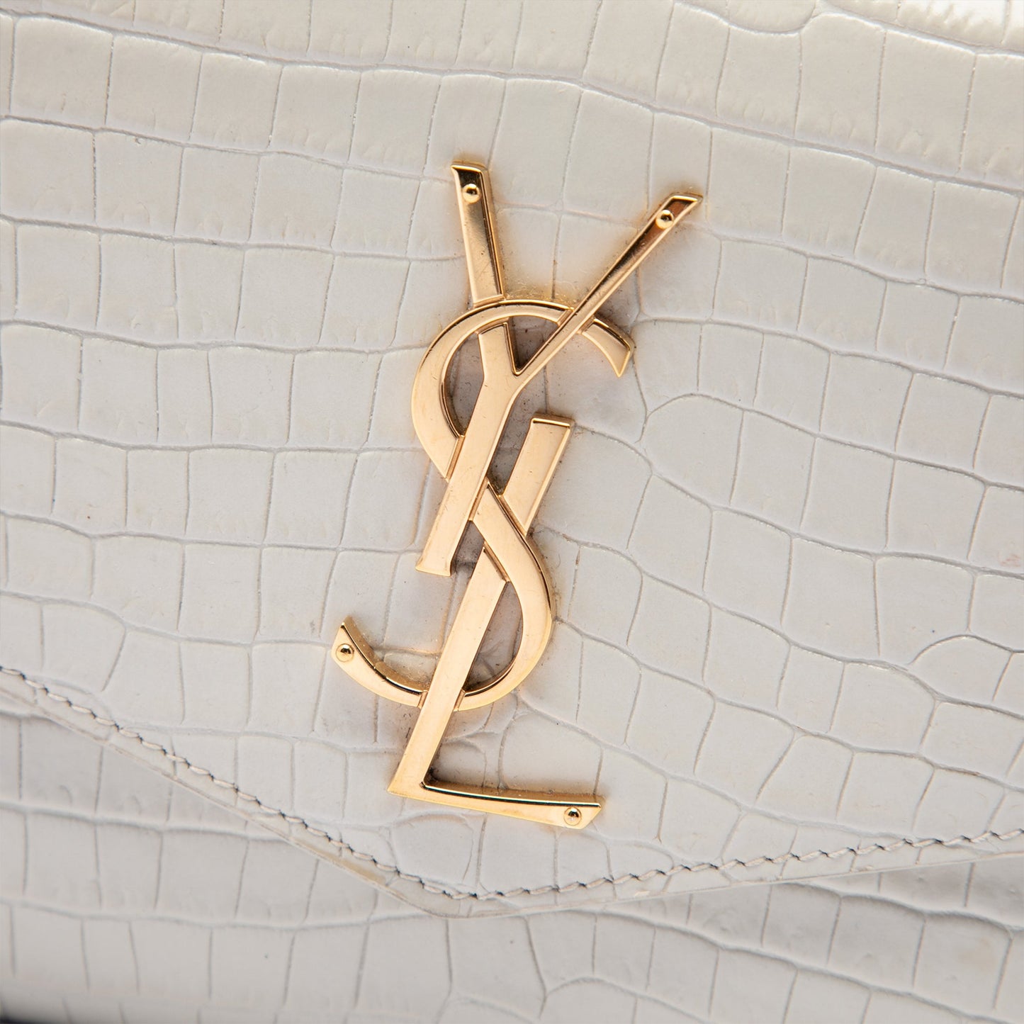 Saint Laurent Croc Embossed Leather Uptown Chain Wallet