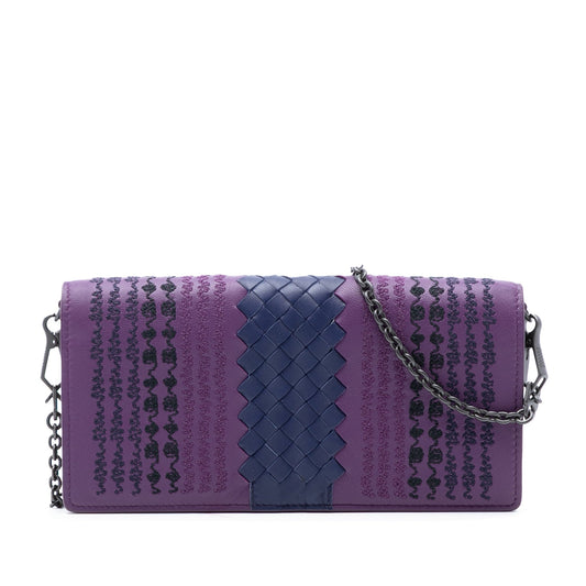 Bottega Veneta Nappa Intrecciato Embroidered Continental Wallet on Chain